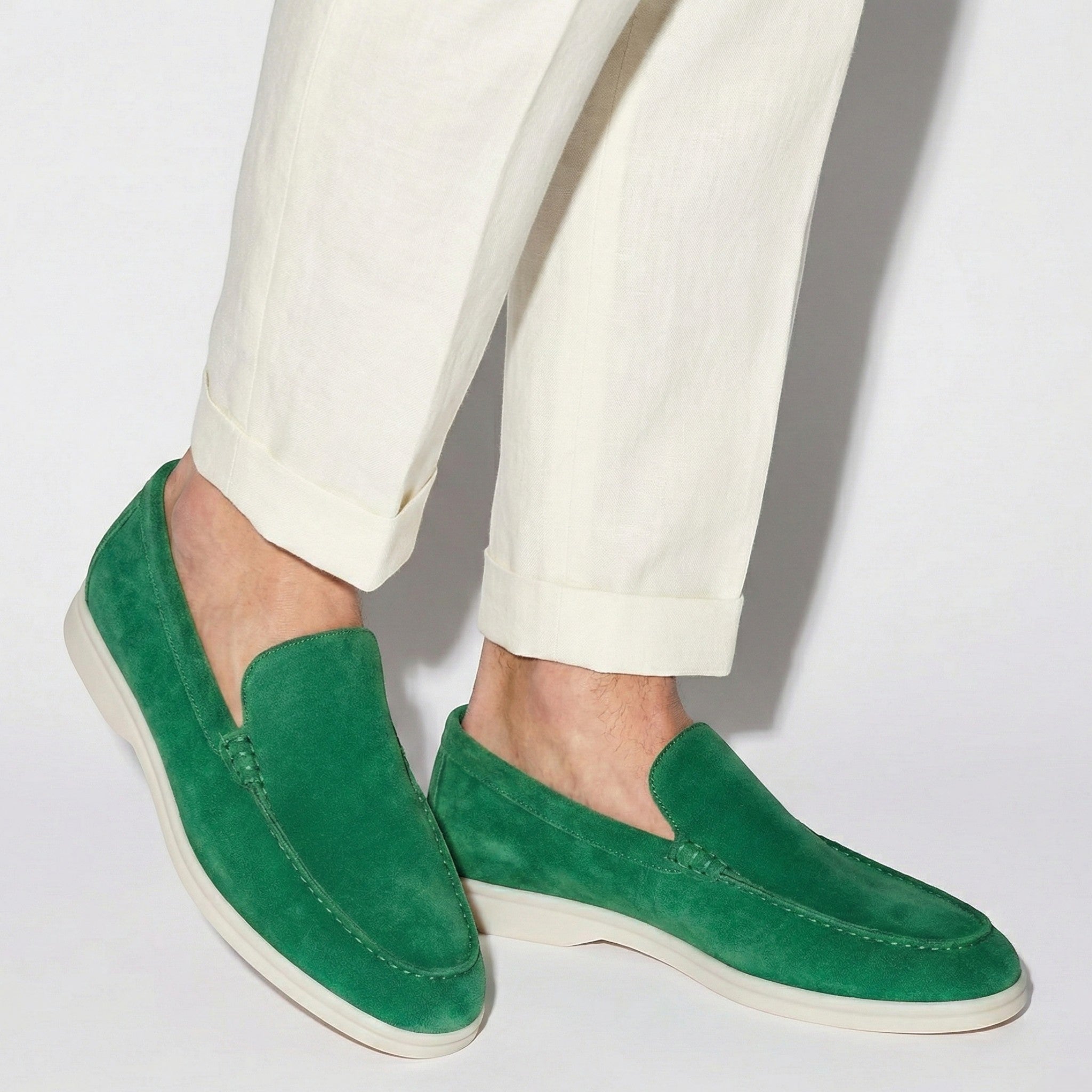 Jacob - Men's Classic Slip - On Loafers with Rubber Sole - Loafers - Beige - Jones & Smith