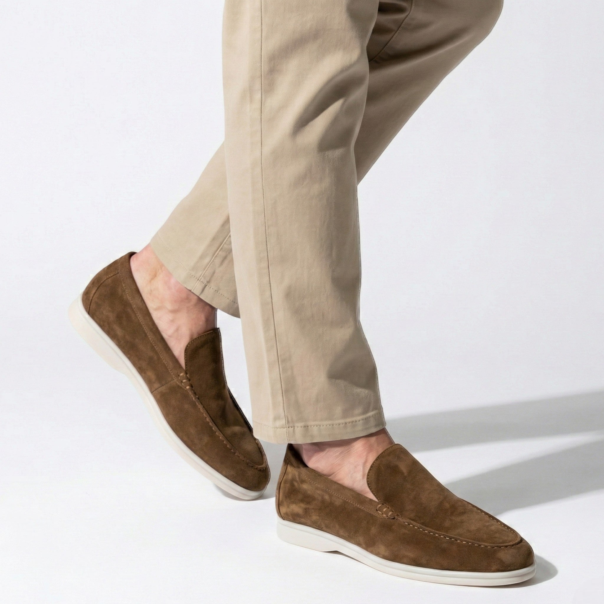 Jacob - Men's Classic Slip - On Loafers with Rubber Sole - Loafers - Brown - Jones & Smith