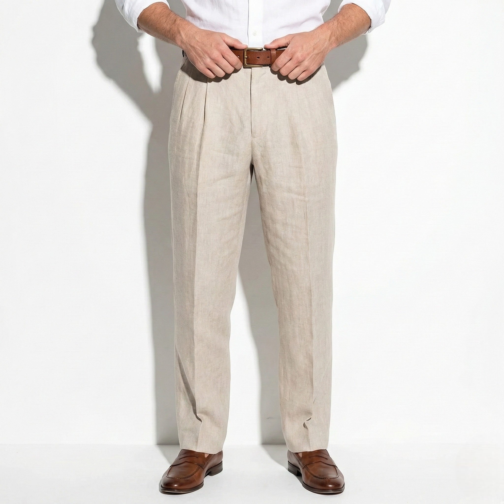 James - Men's Pinstripe Wide Leg Suit Trousers - Trouser - Black - Jones & Smith