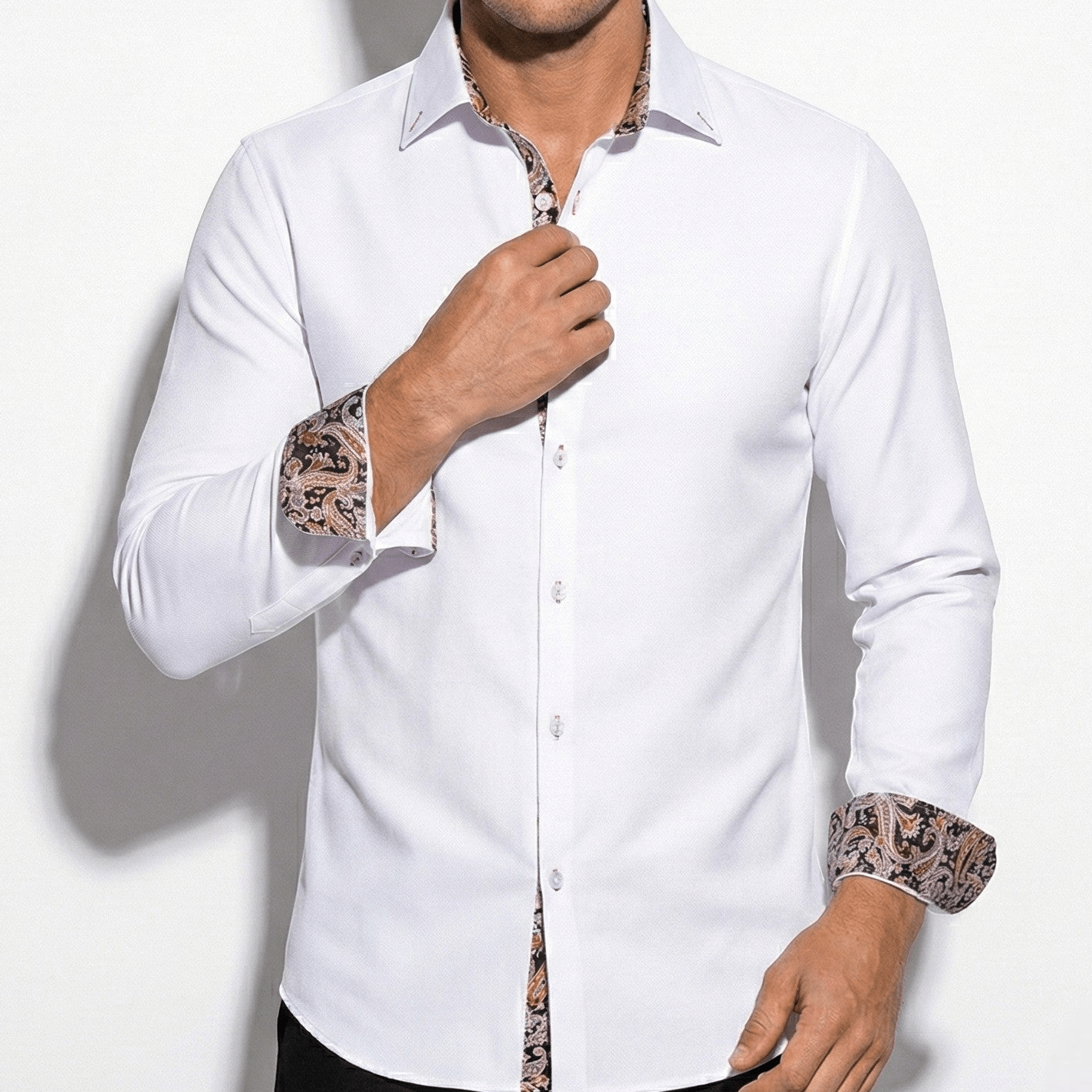 James - Men's Slim Fit Long Sleeve Shirt - Tops, T-shirts & Shirts - White - Jones & Smith