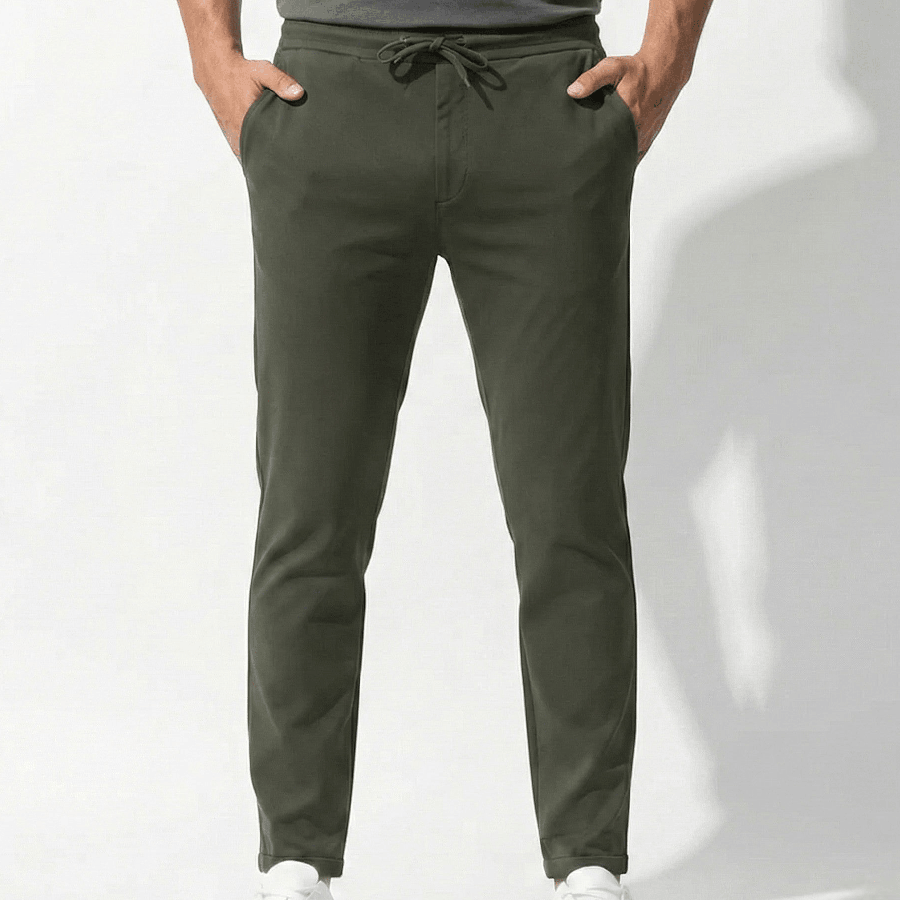 James - Men's Tailored Stretch Trousers with Flexible Fit - Trouser - Army Green - Jones & Smith