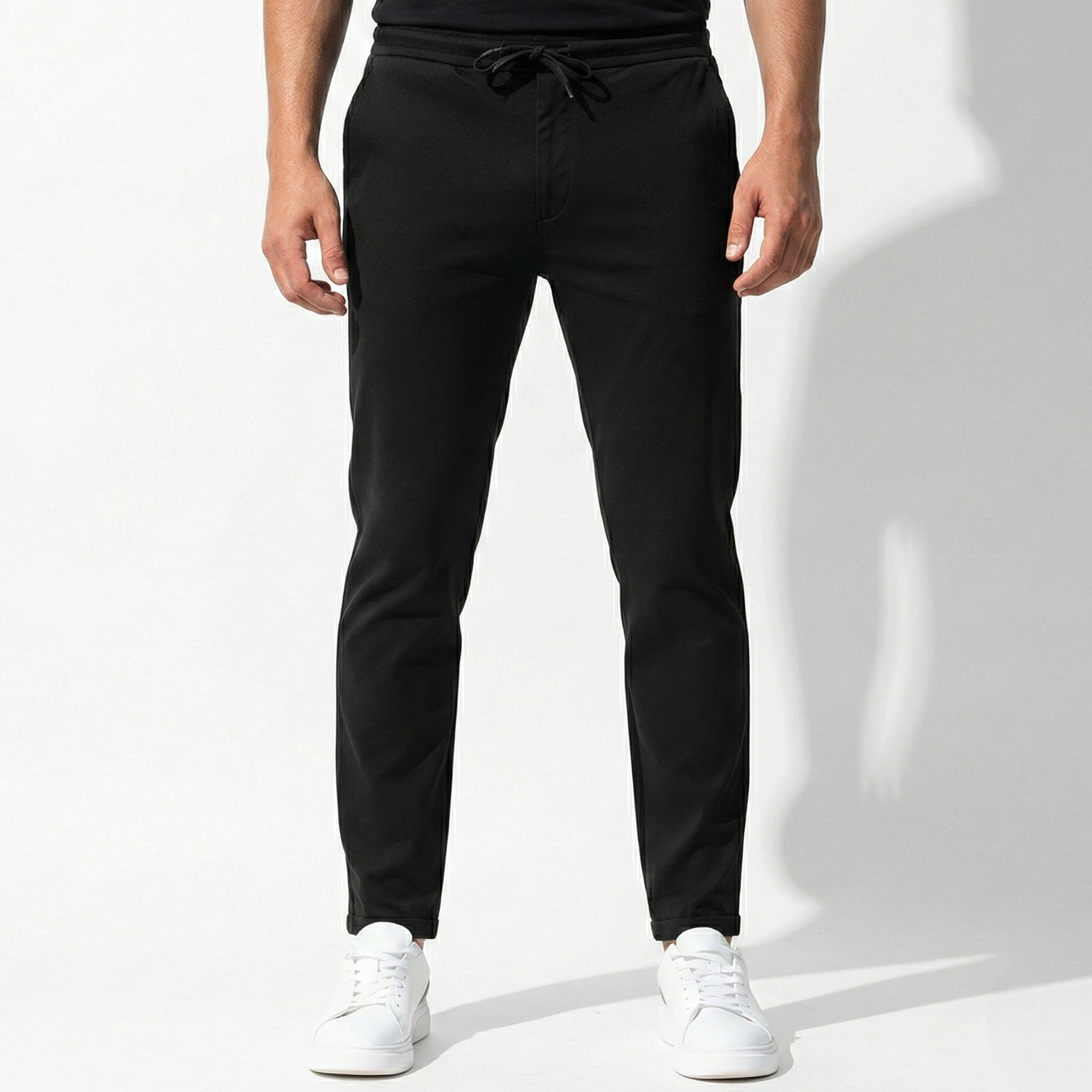 James - Men's Tailored Stretch Trousers with Flexible Fit - Trouser - Black - Jones & Smith