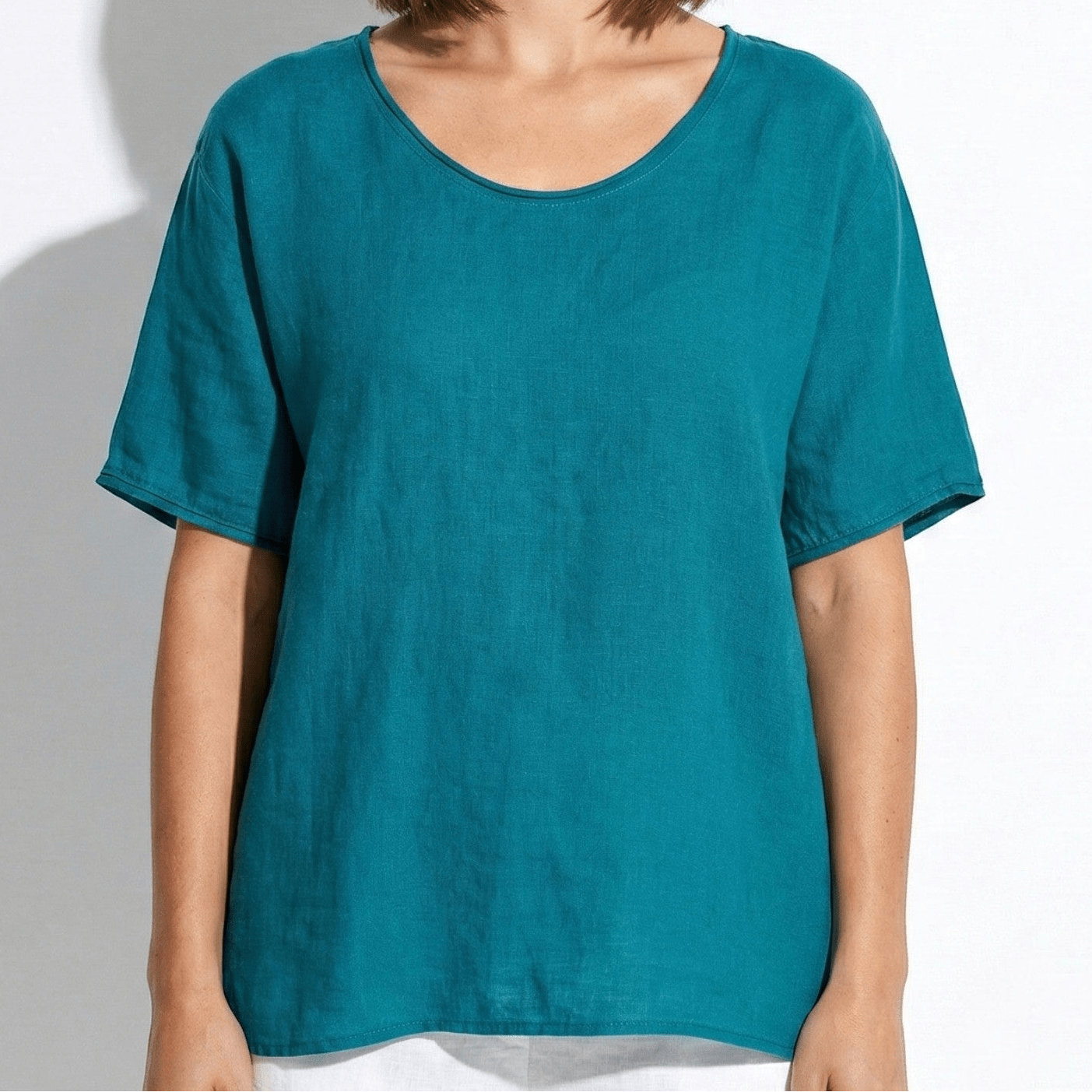 Jane - Women's Relaxed Short Sleeved V - Neck Blouse - Blouses - Ocean Blue - Jones & Smith