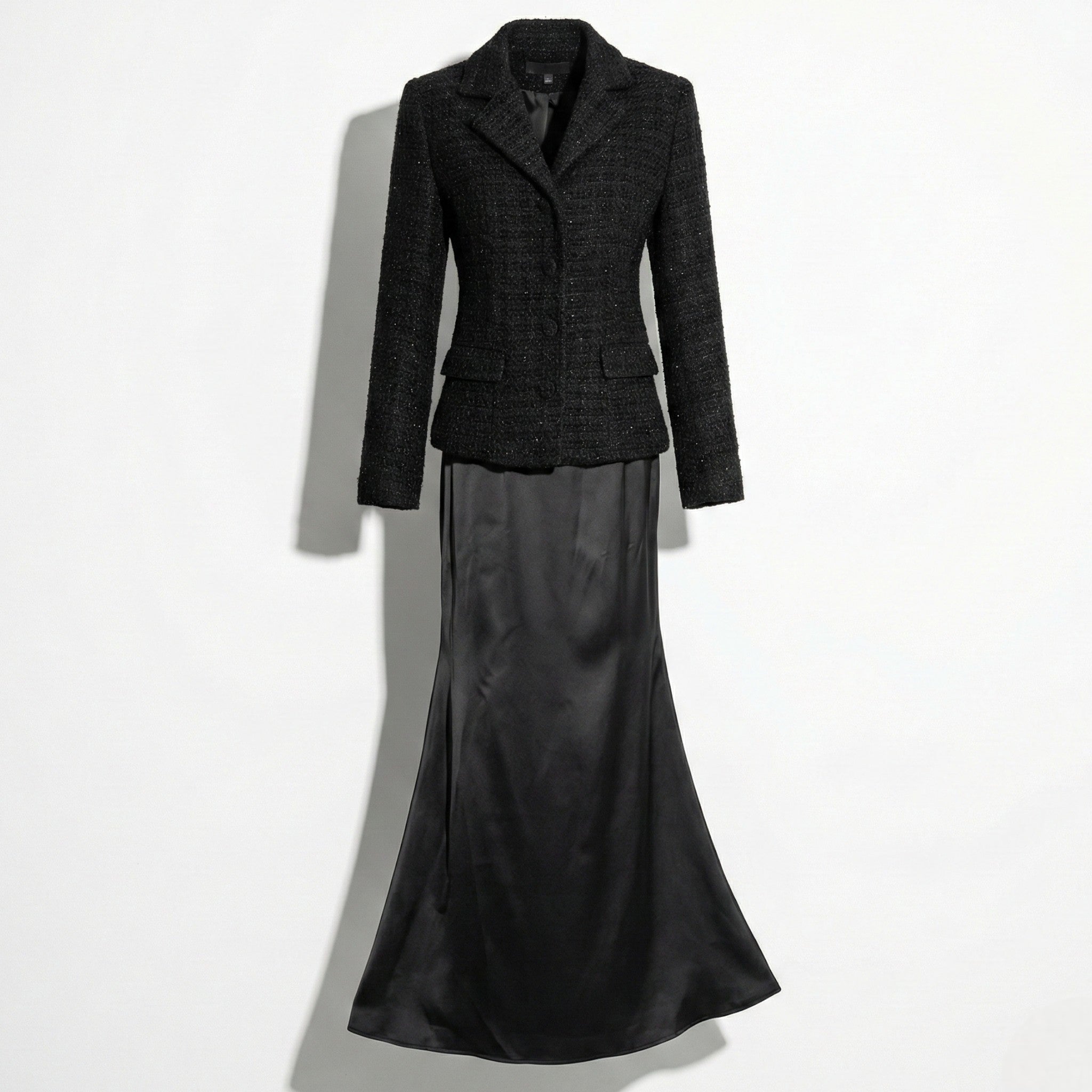 Jessica - Women's Slim - Fit Lapel Fitted Blazer & Skirt Set - Jackets, Coats, & Blazer - Black - Jones & Smith