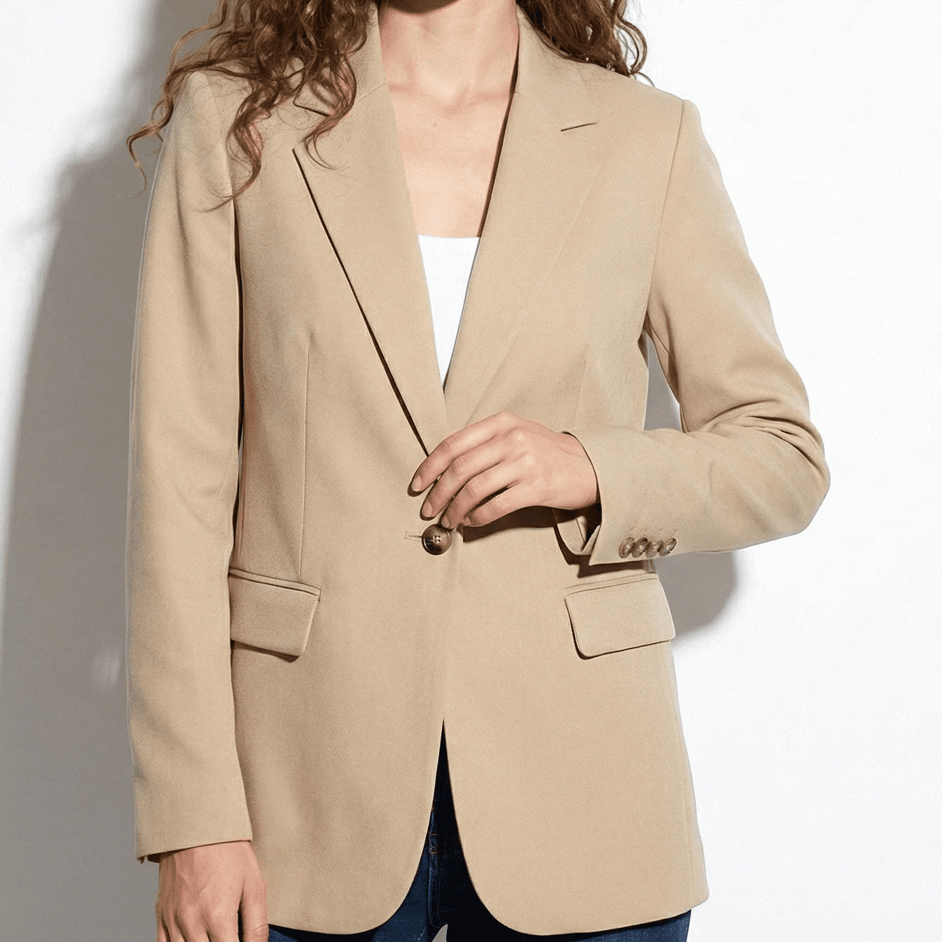 Jill - Women's Single - Button Blazer - Blazers - Beige - Jones & Smith