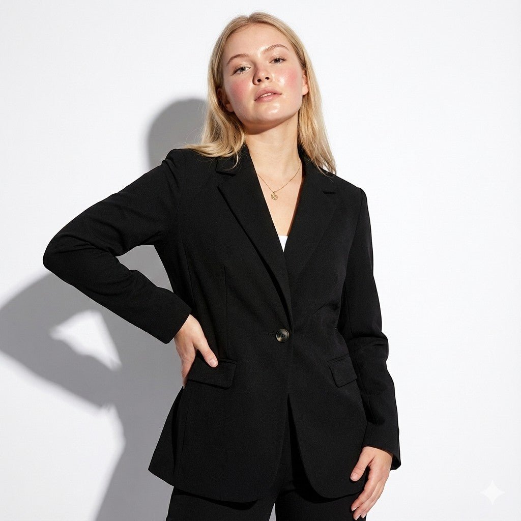 Jill - Women's Single - Button Blazer - Blazers - Black - Jones & Smith