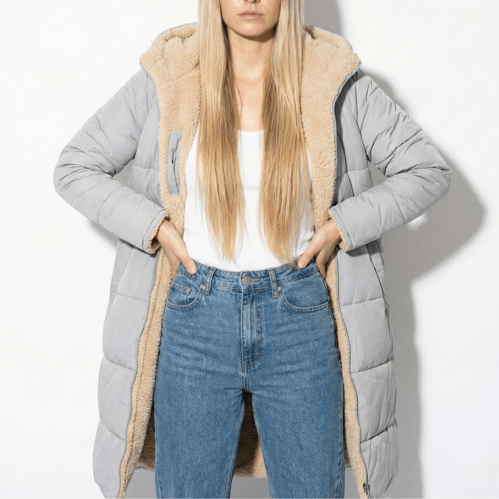 Kaela – Women's Quilted Coat for Cold Weather - Winter coat - Grey - Jones & Smith