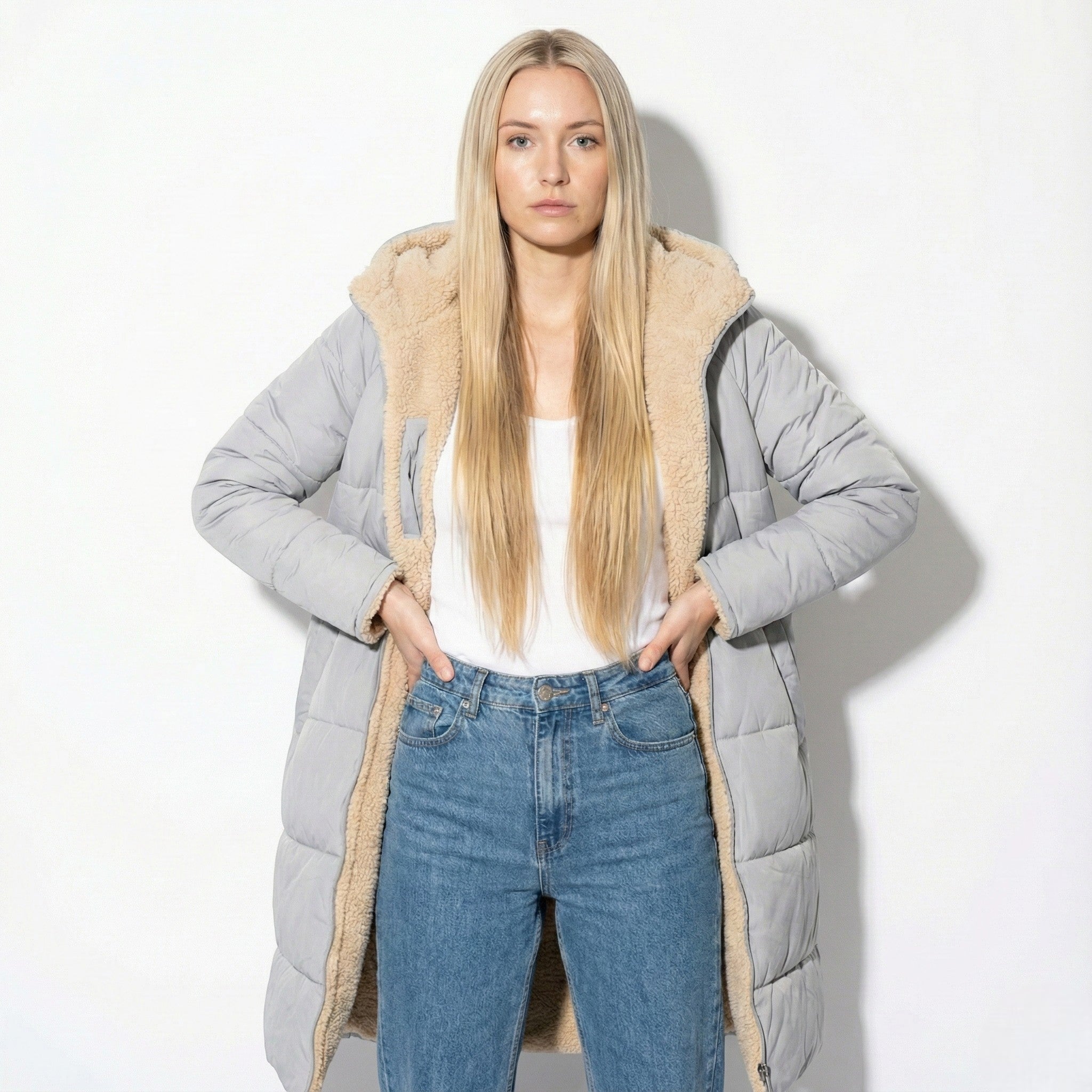 Kaela – Women's Quilted Coat for Cold Weather - Winter coat - Grey - Jones & Smith