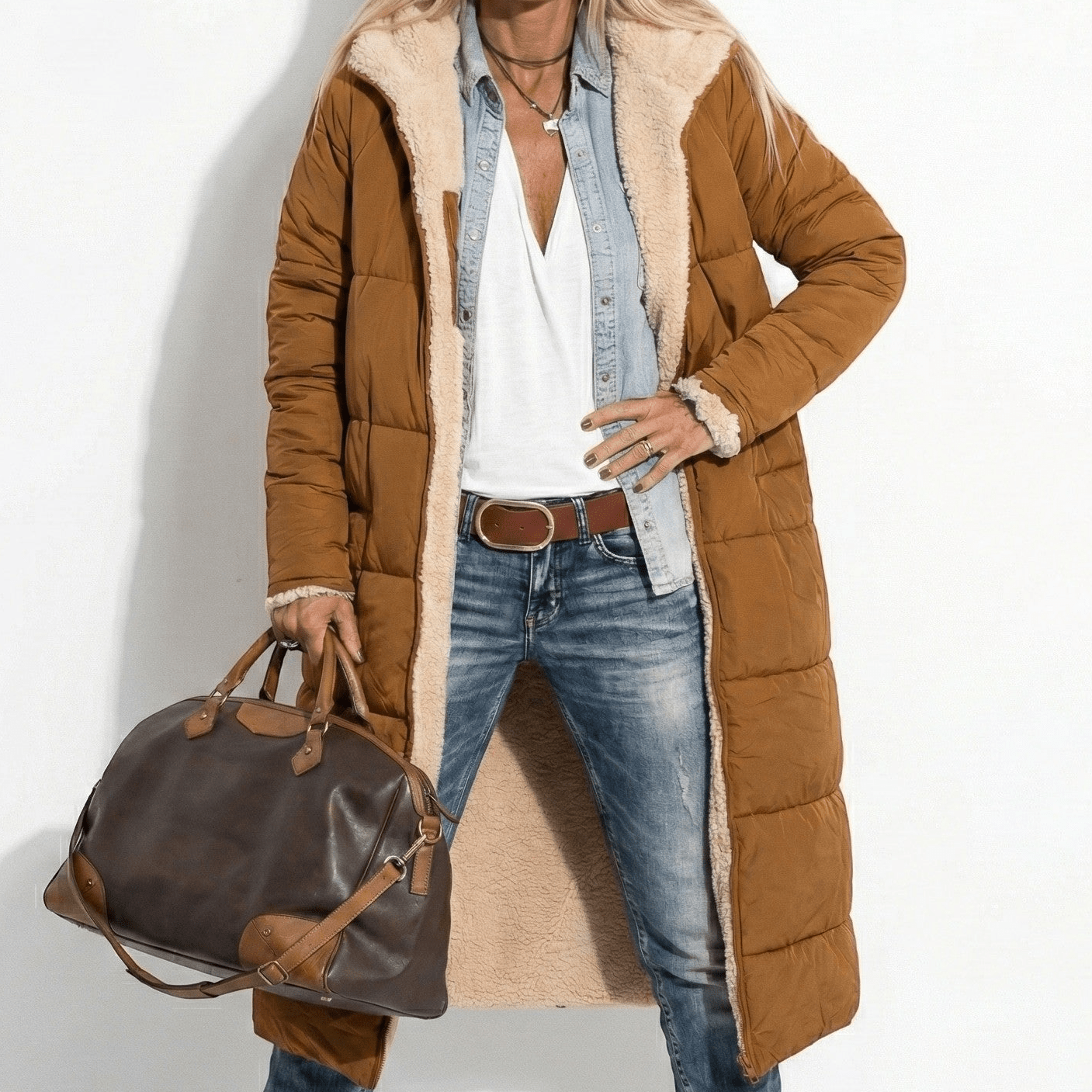 Kaela – Women's Quilted Coat for Cold Weather - Winter coat - Brown - Jones & Smith