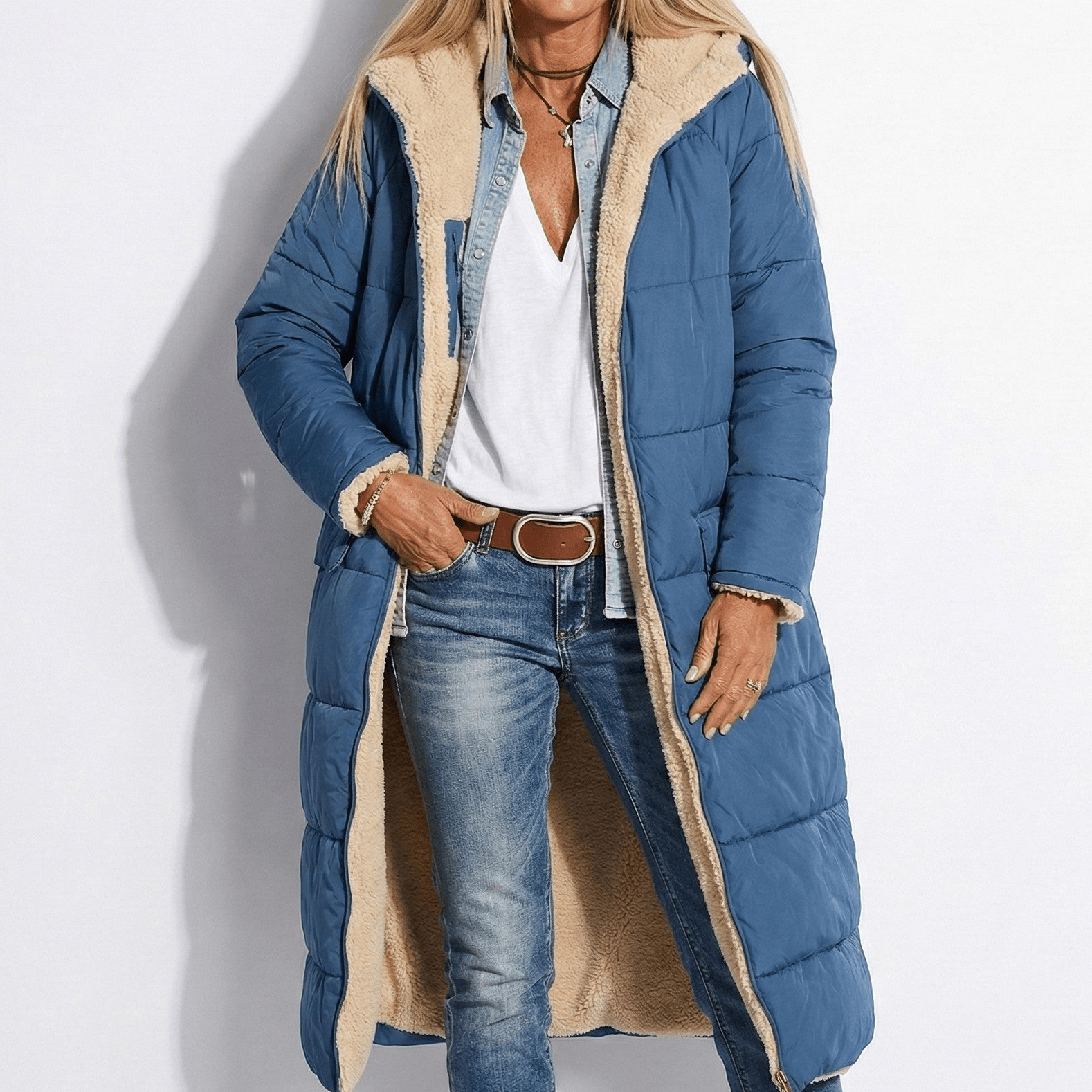 Kaela – Women's Quilted Coat for Cold Weather - Winter coat - Navy Blue - Jones & Smith