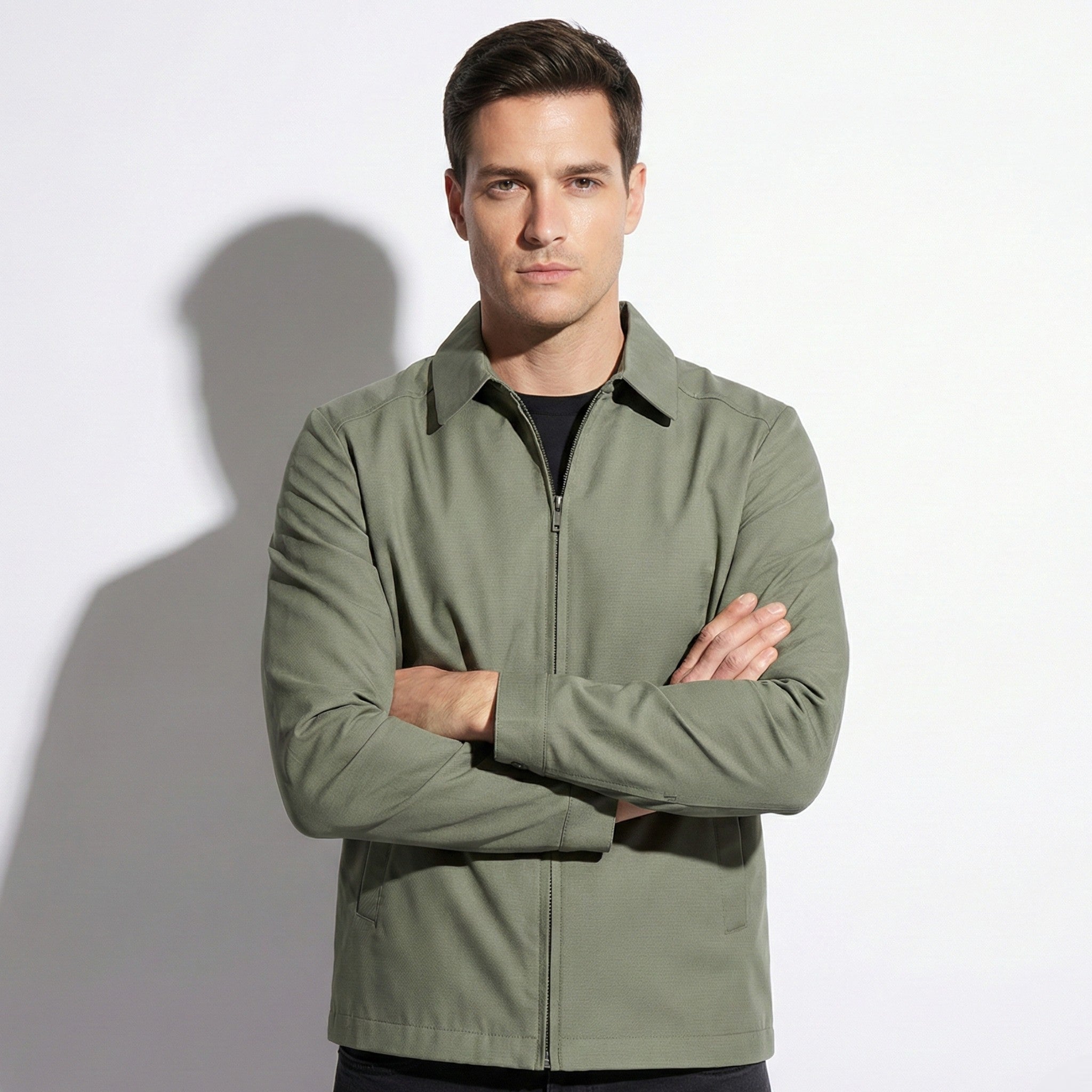 Leo - Men's Relaxed Fit Casual Spring Jacket - Men Jackets - Khaki - Jones & Smith