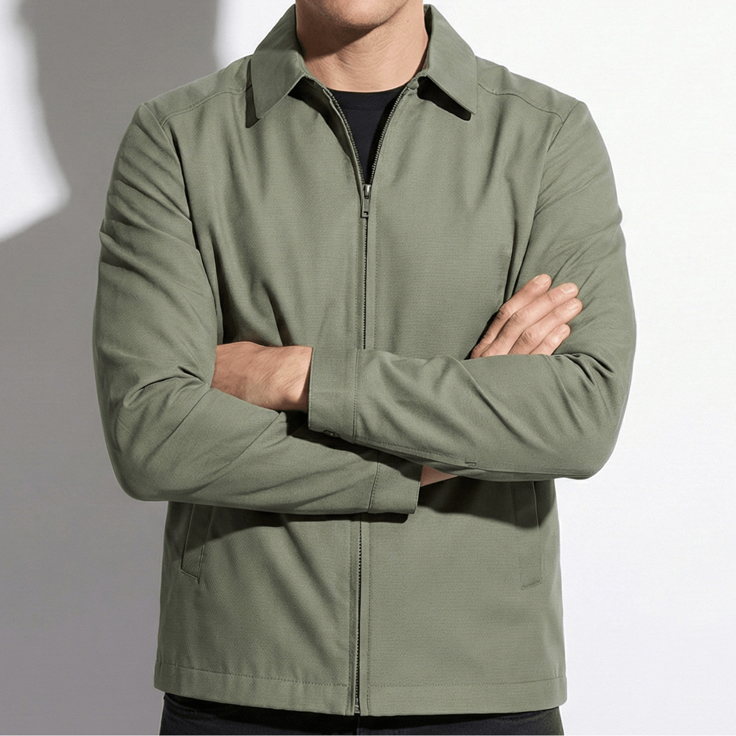 Leo - Men's Relaxed Fit Casual Spring Jacket - Men Jackets - Khaki - Jones & Smith