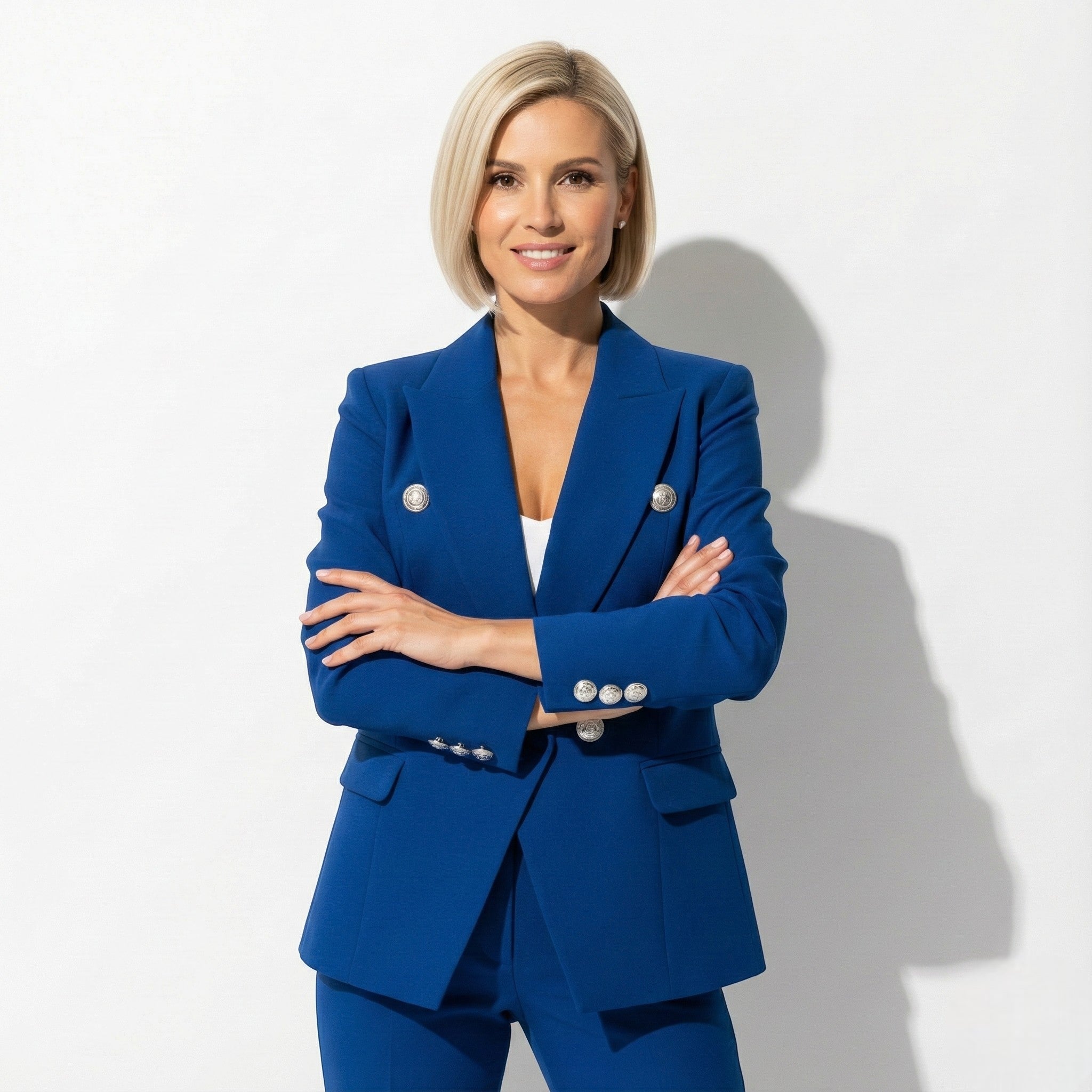 Lily - Women's Double - Breasted Suit Set - 2 - Piece Sets - Blue - Jones & Smith