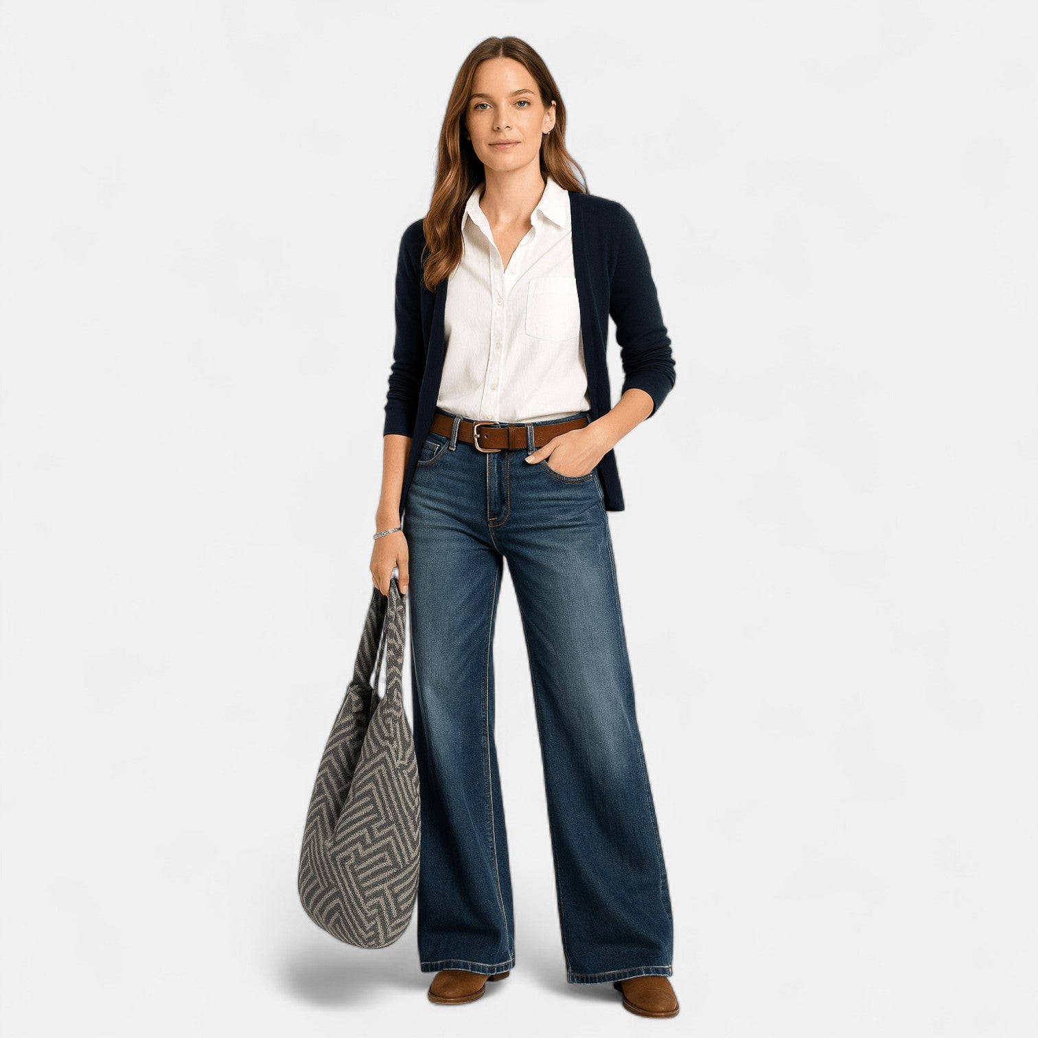Liv – Women's Cotton Denim Jeans Wide Leg - Jeans Pants - Blue - Jones & Smith
