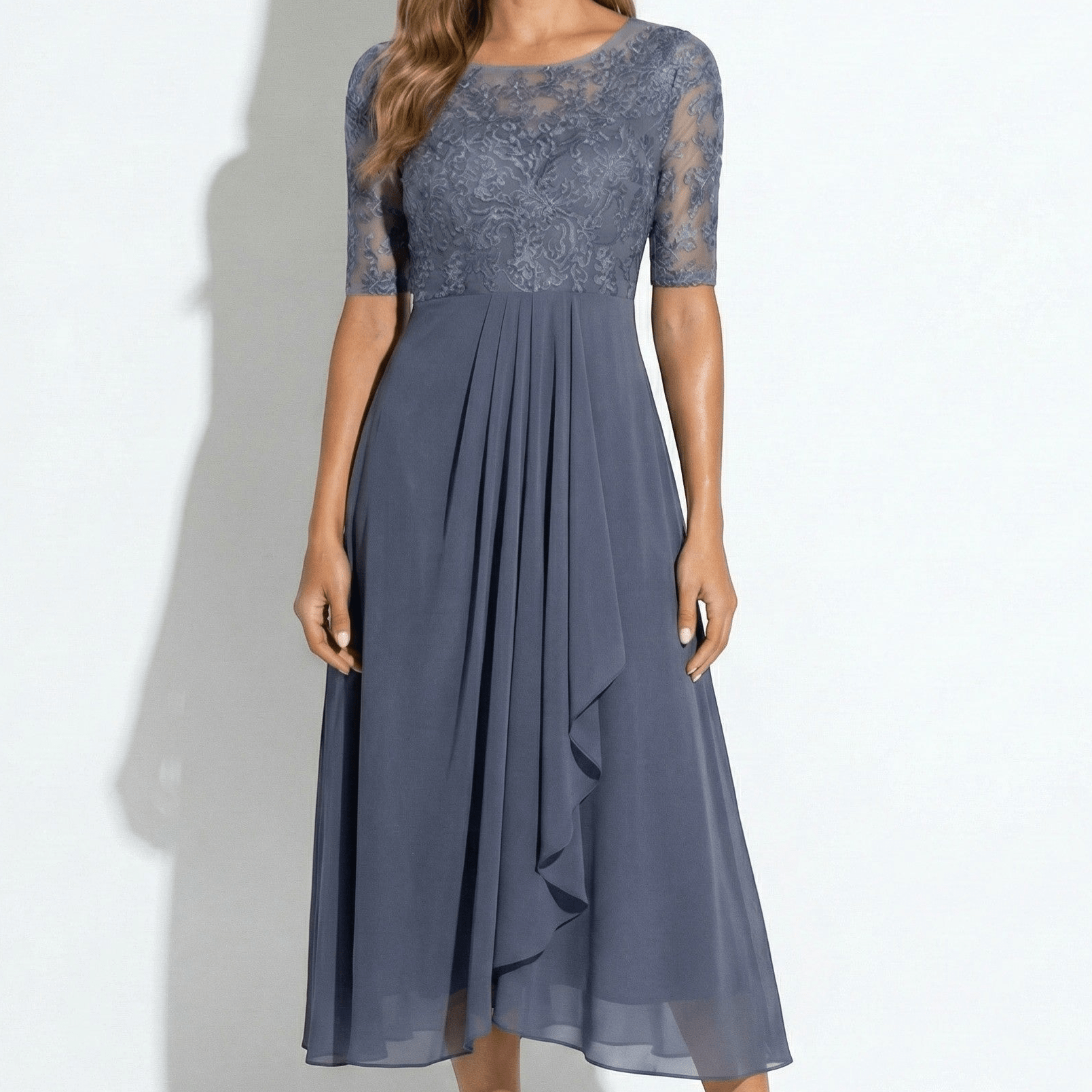 Louisa - Women's Lace and Chiffon Midi Dress - Dress - Purple - Jones & Smith