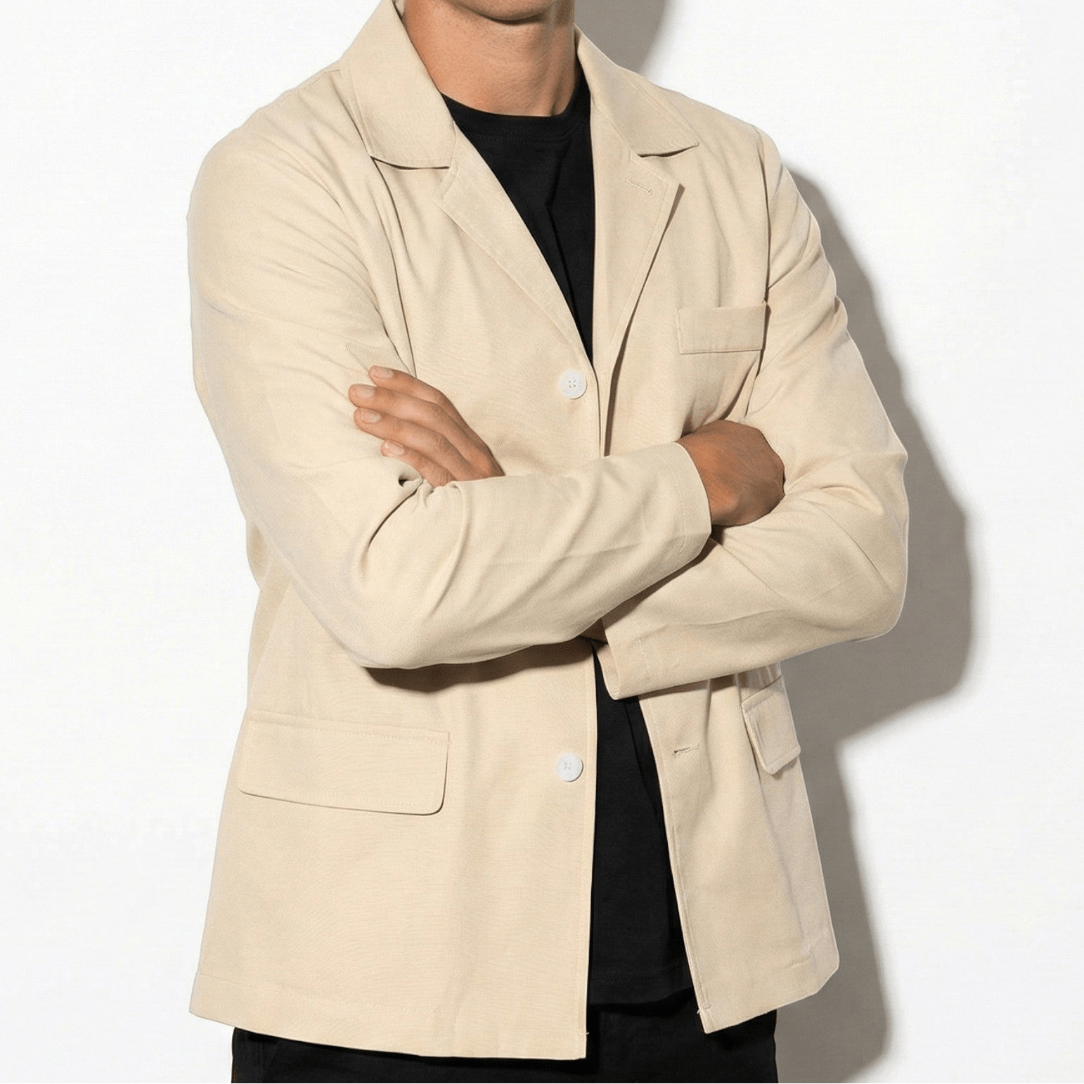 Lucas - Men's Lightweight Jacket with Pockets - Jackets - Khaki - Jones & Smith