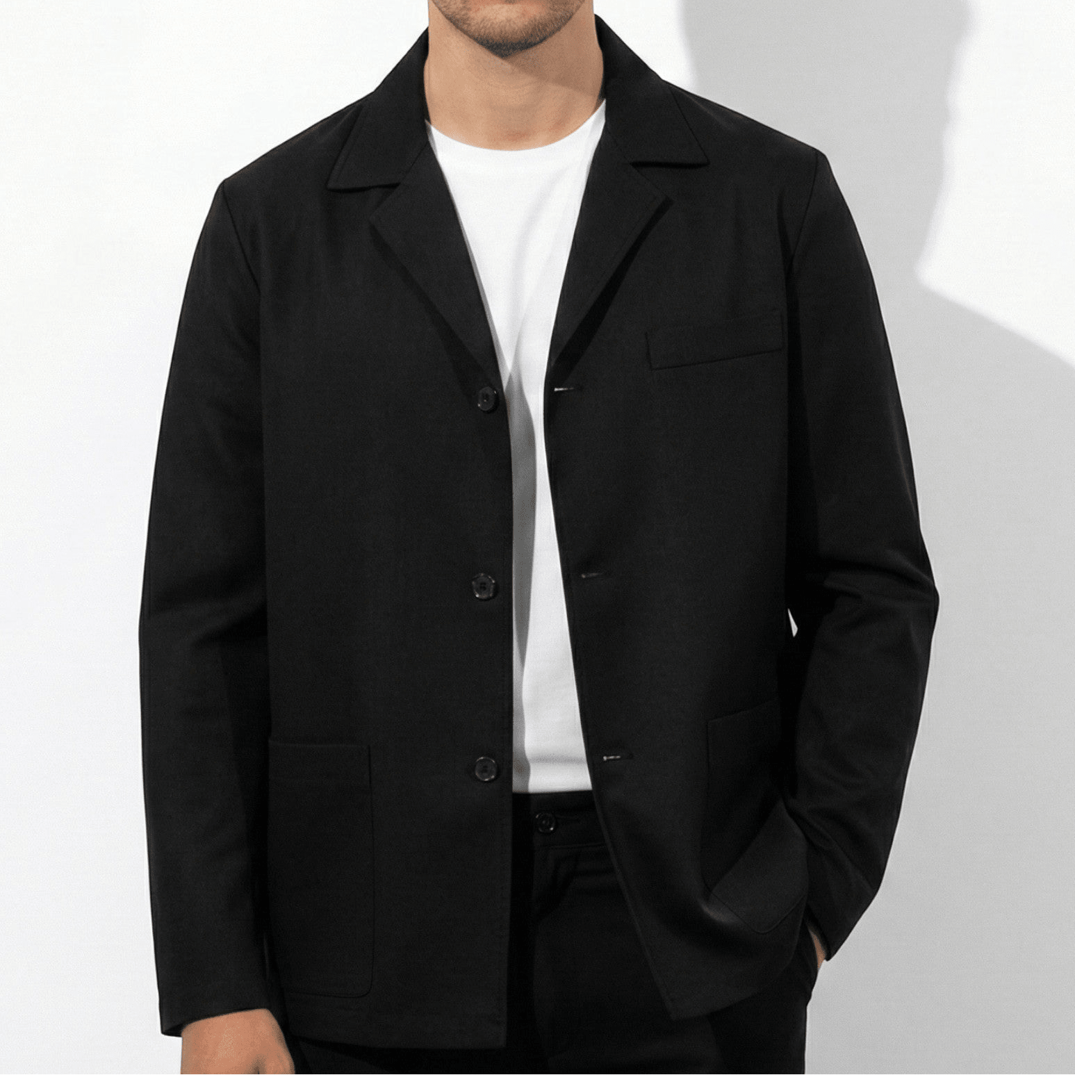 Lucas - Men's Lightweight Jacket with Pockets - Jackets - Black - Jones & Smith