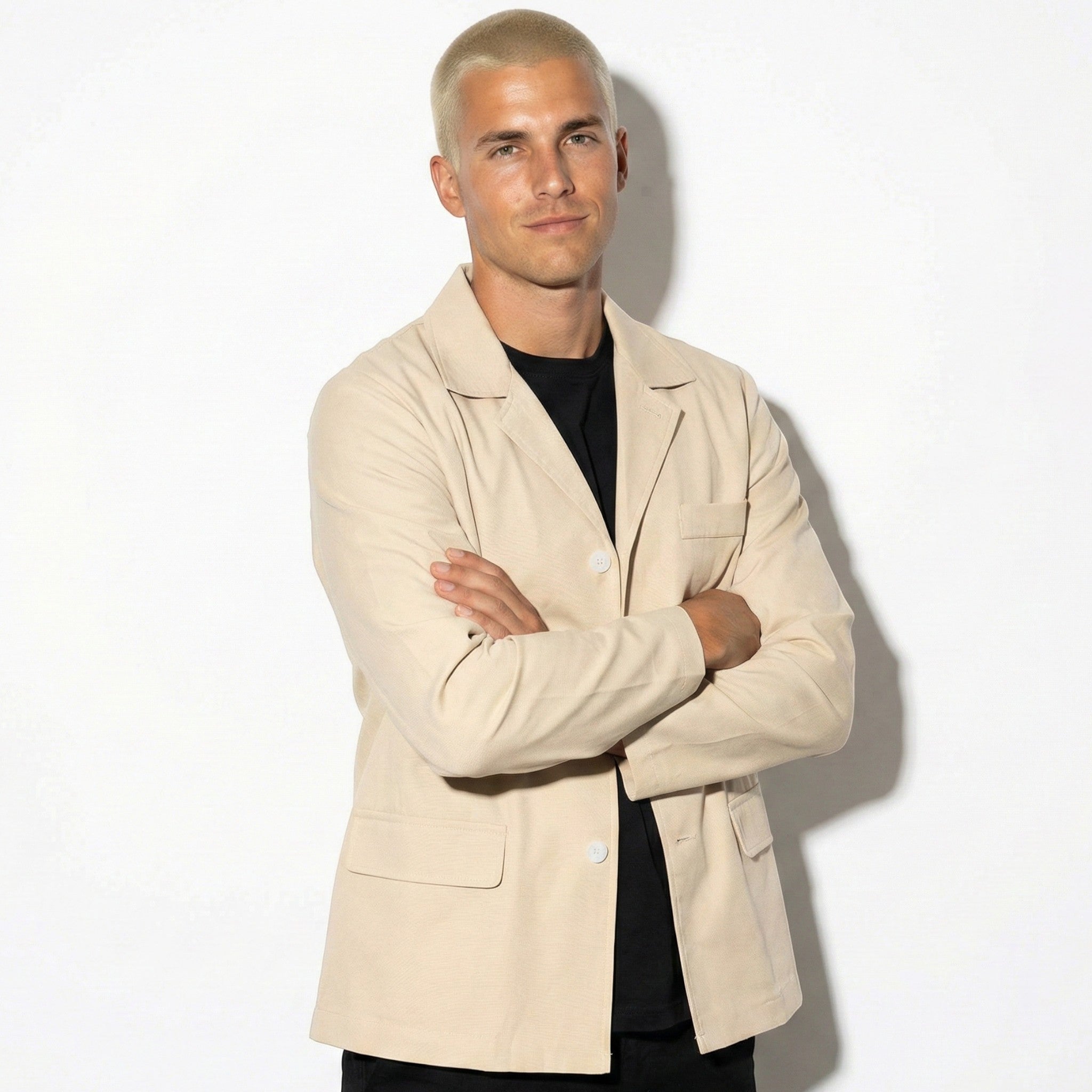 Lucas - Men's Lightweight Jacket with Pockets - Jackets - Khaki - Jones & Smith