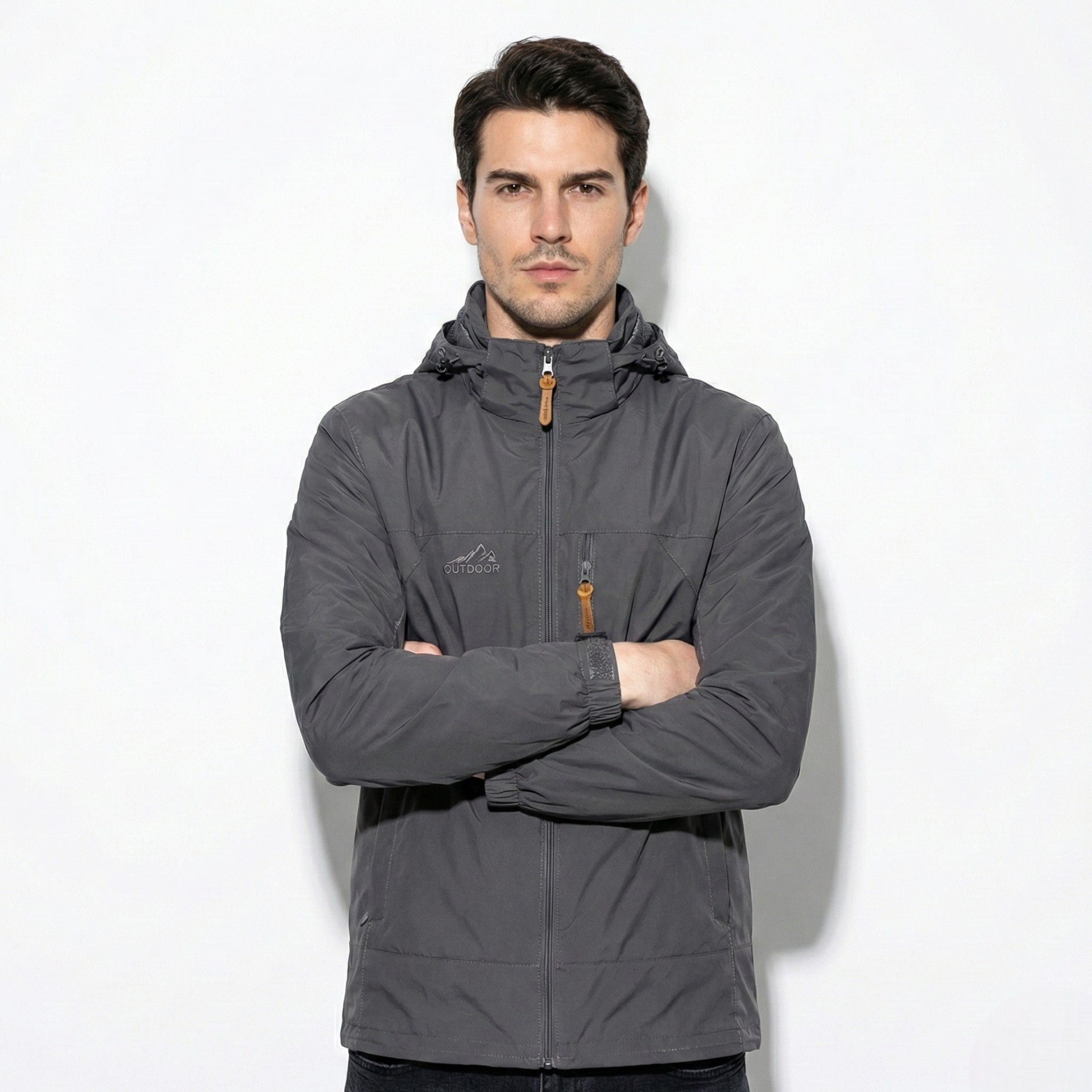 Luke - Water - repellent Hooded Jacket with Multiple Pockets - Jackets & Coats - Grey - Jones & Smith