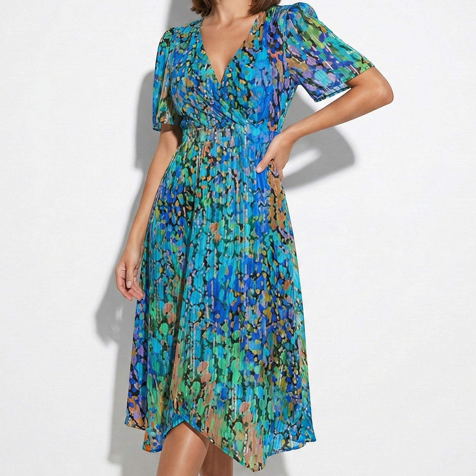Maisie - Women's Floral Midi Dress - Dresses - Blue - Jones & Smith