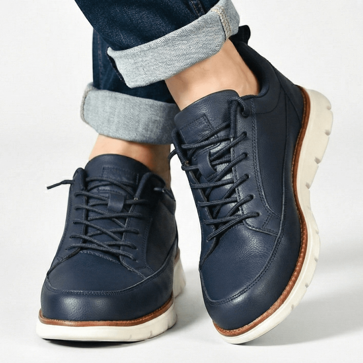 Mark - Men’s Leather Sneakers - Shoes - Blue - Jones & Smith