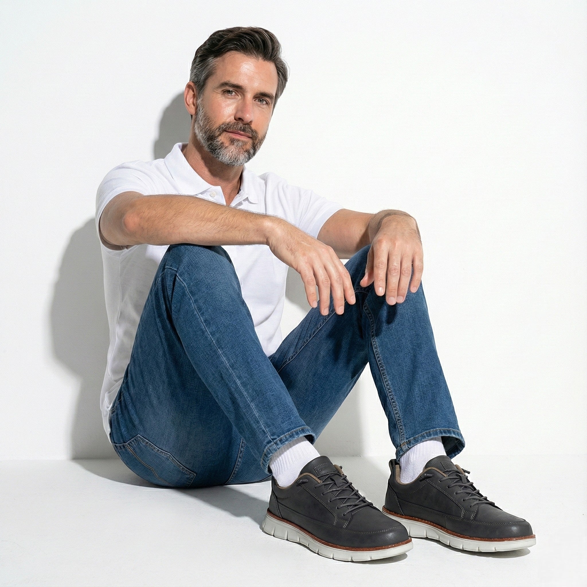 Mark - Men’s Leather Sneakers - Shoes - Charcoal - Jones & Smith