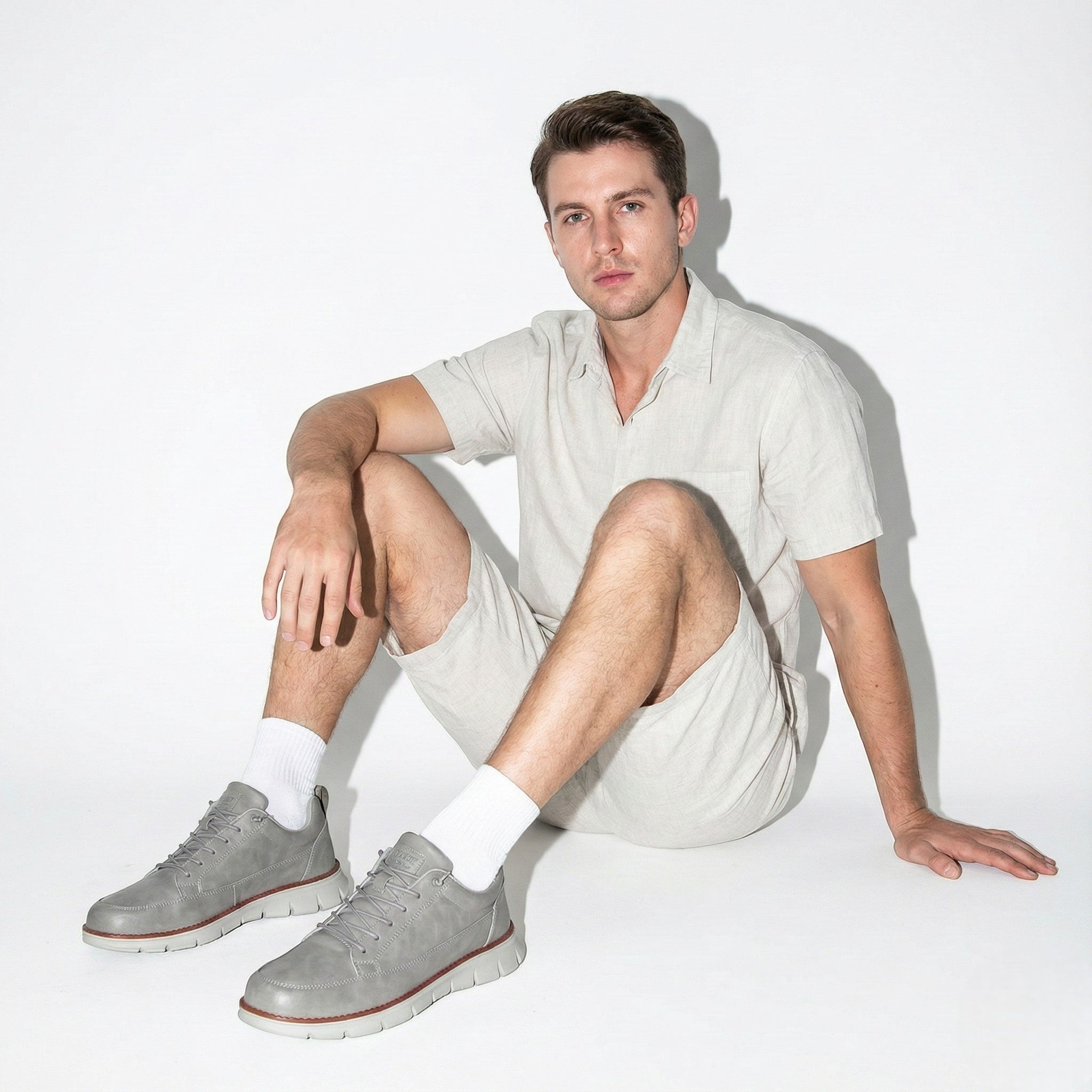 Mark - Men’s Leather Sneakers - Shoes - Grey - Jones & Smith