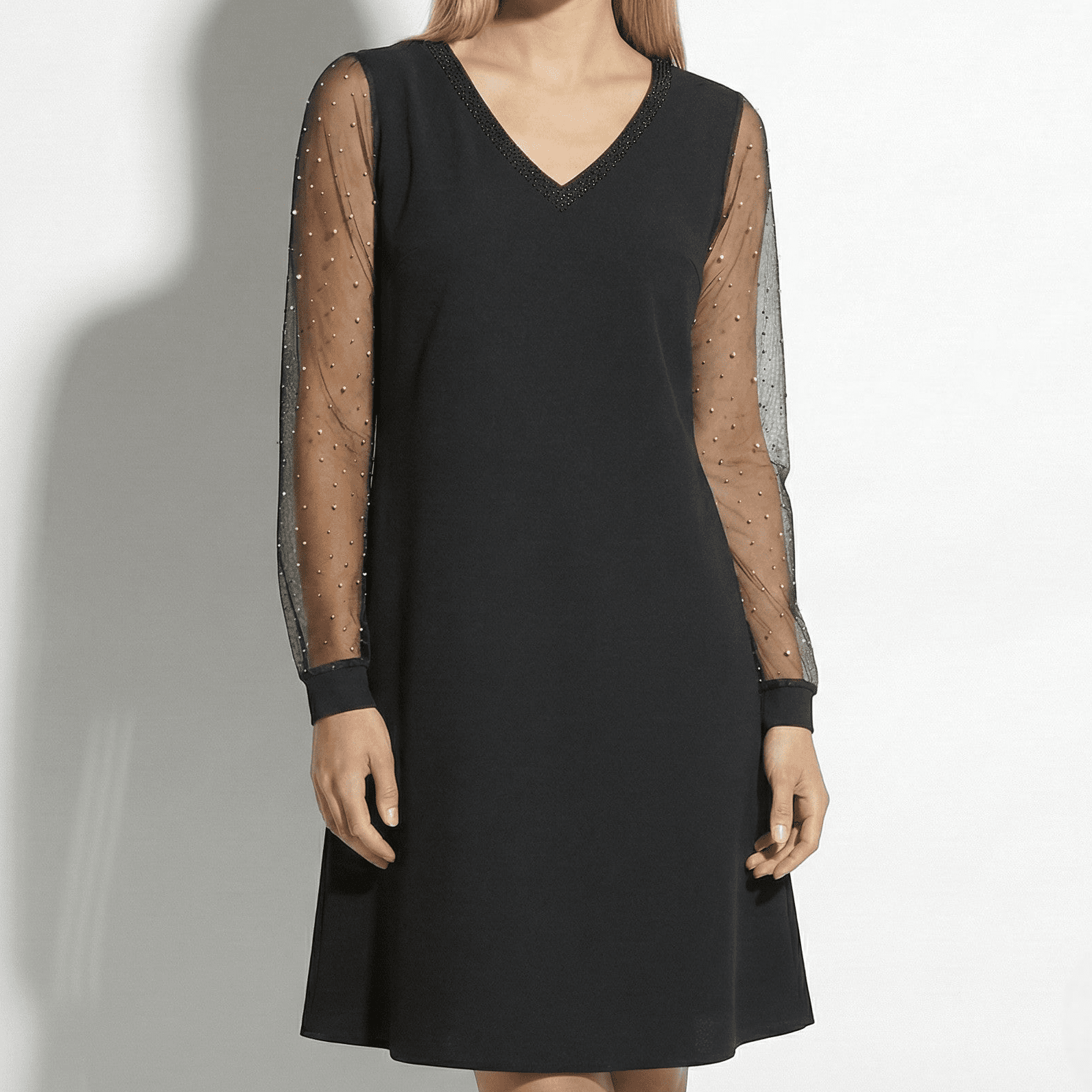 Matilda – Women's Shimmer Sleeve V - Neck Gown - Dress - Black - Jones & Smith