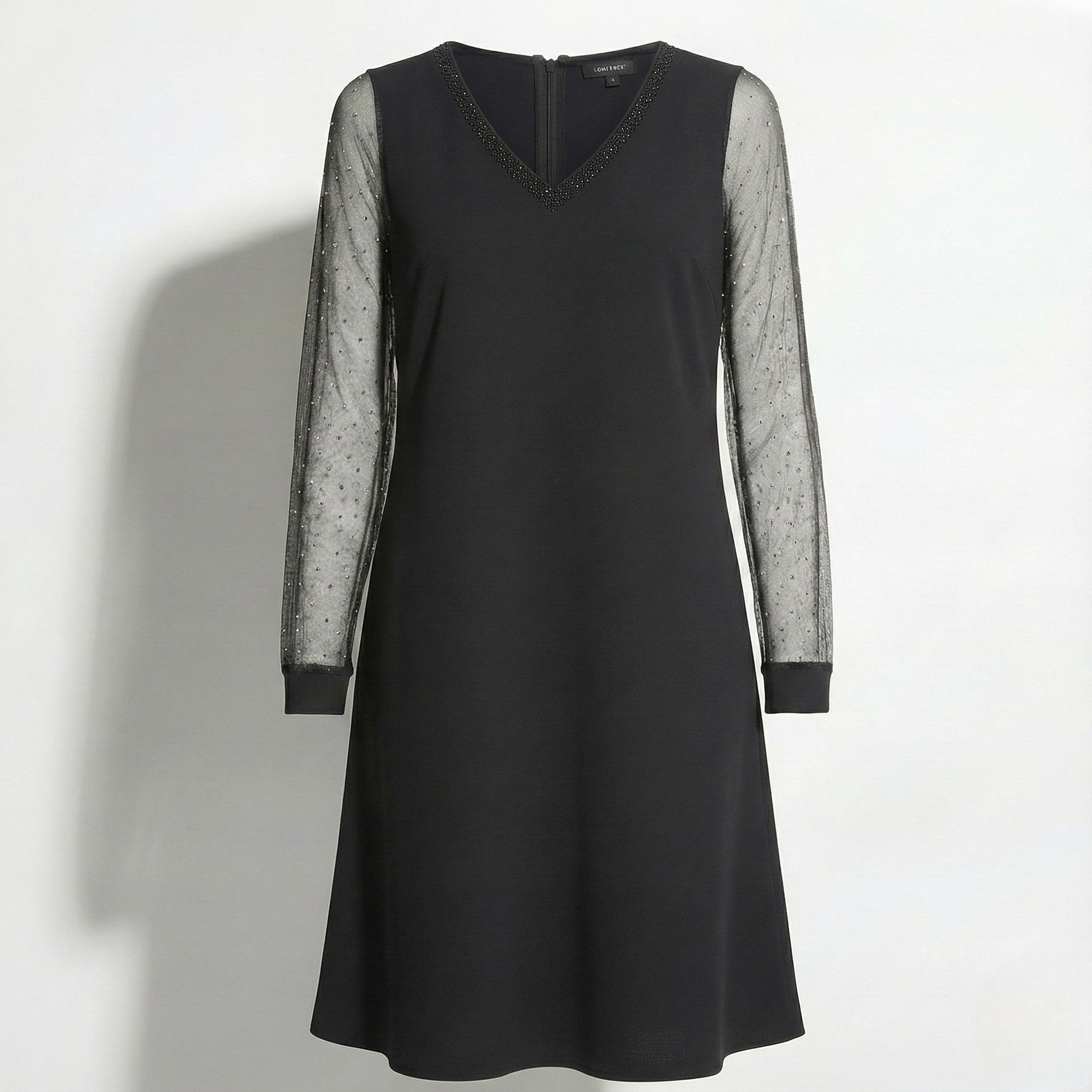 Matilda – Women's Shimmer Sleeve V - Neck Gown - Dress - Black - Jones & Smith