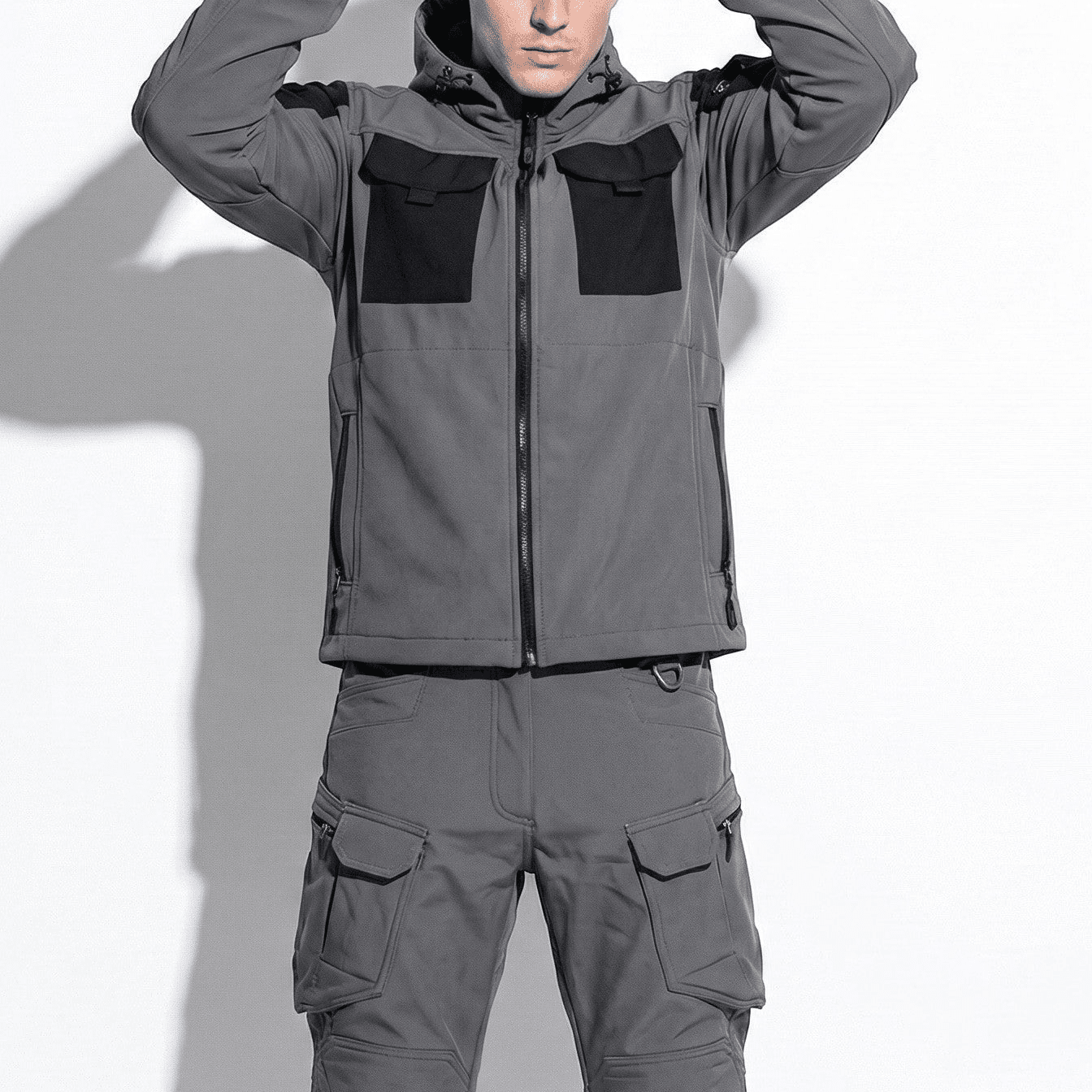 Matthew - Men's Durable Windproof & Waterproof Outdoor Set - Sets - Grey - Jones & Smith