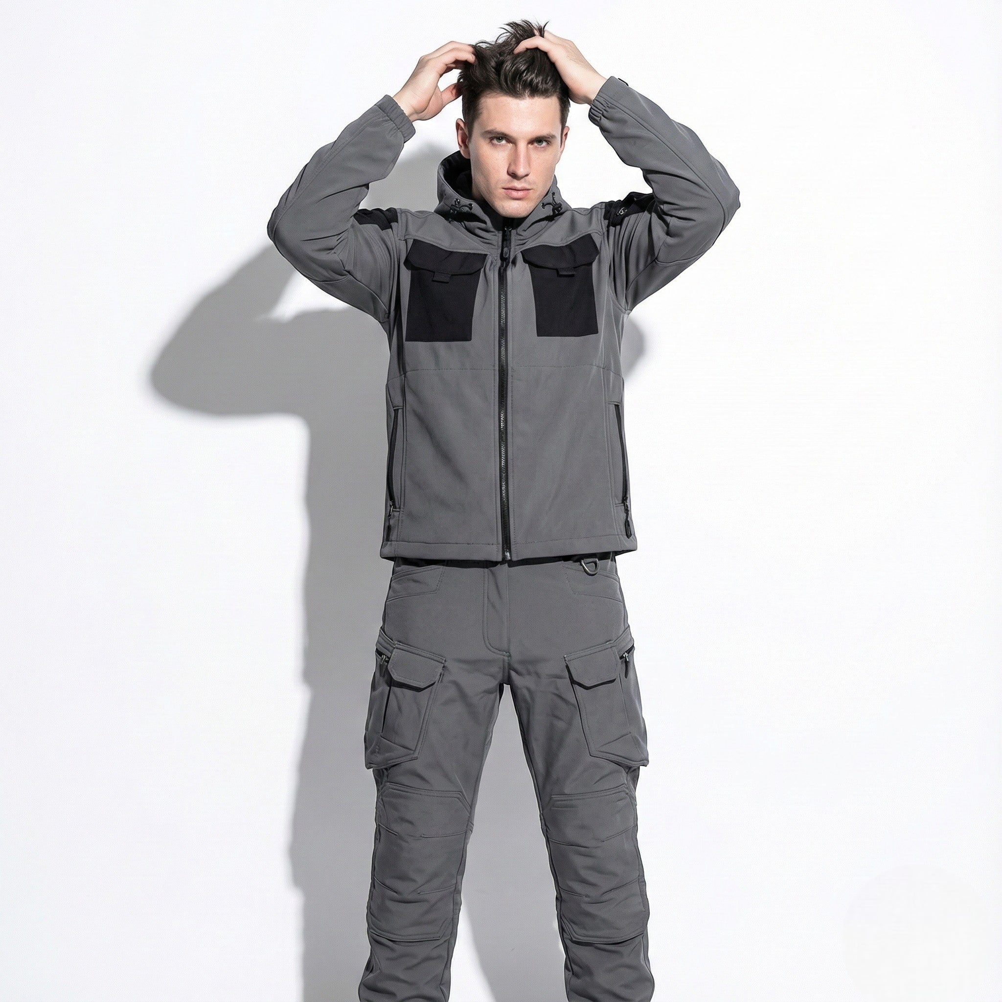 Matthew - Men's Durable Windproof & Waterproof Outdoor Set - Sets - Grey - Jones & Smith