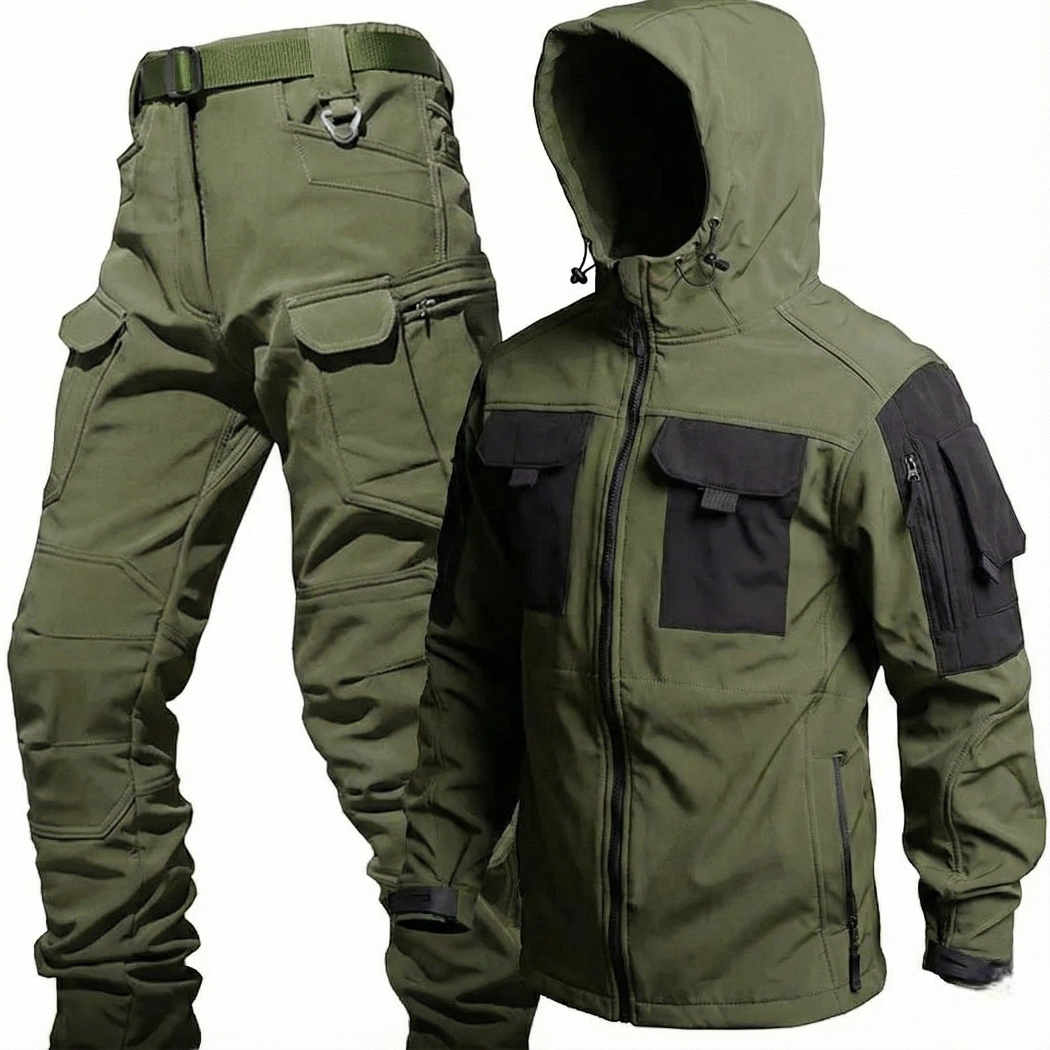 Matthew - Men's Durable Windproof & Waterproof Outdoor Set - Sets - Dark Green - Jones & Smith
