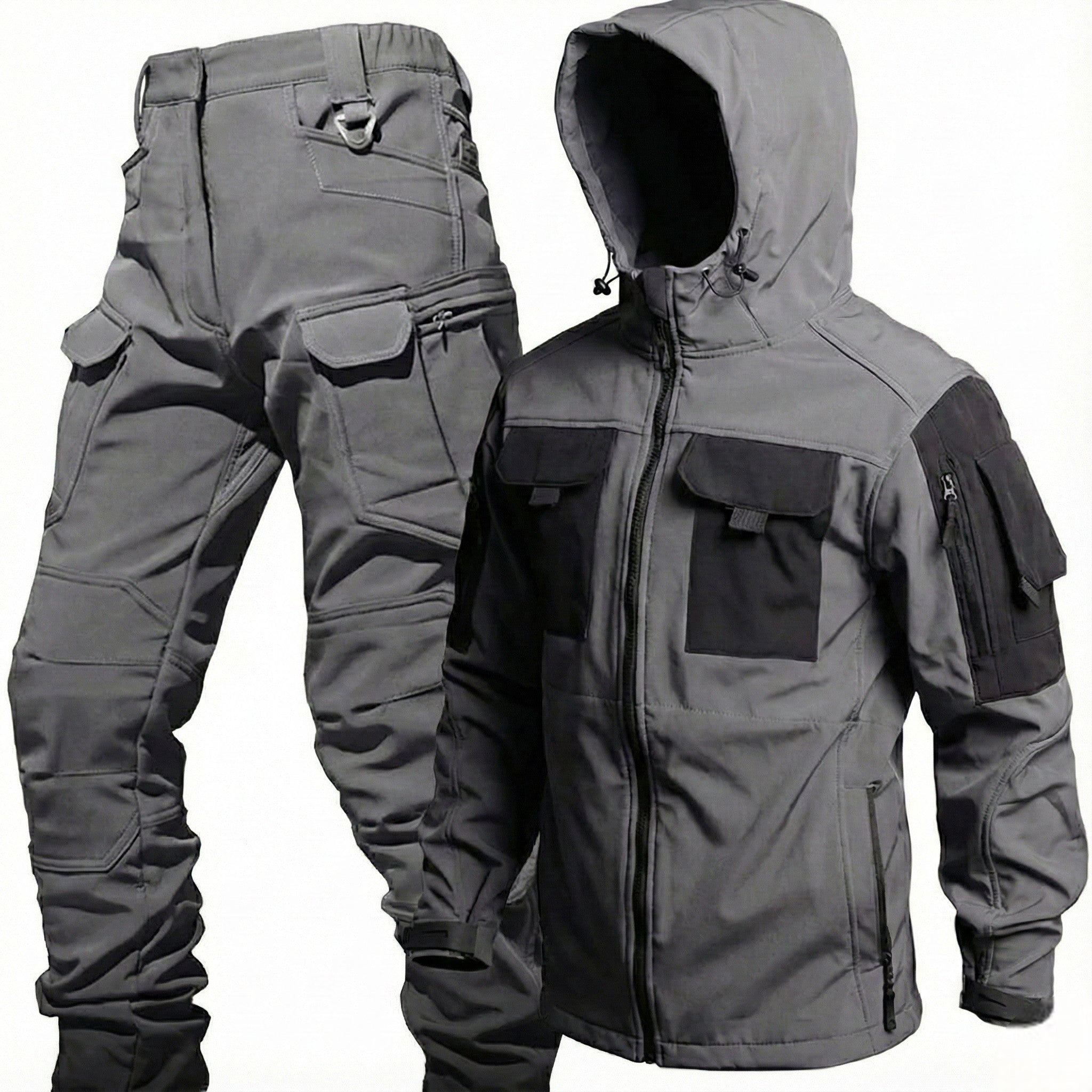 Matthew - Men's Durable Windproof & Waterproof Outdoor Set - Sets - Grey - Jones & Smith