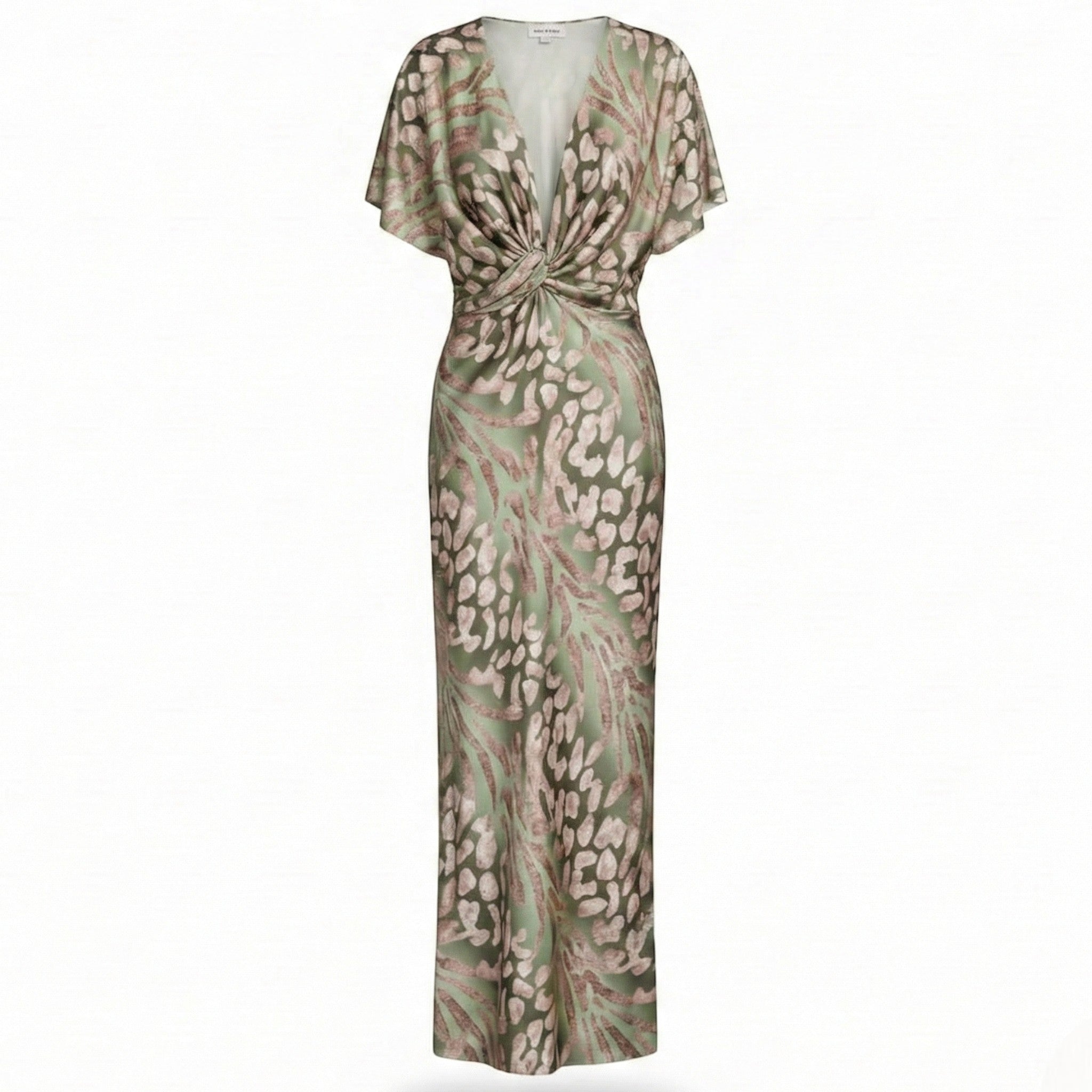 Maya - Women's V - Neck Maxi Dress with Knotted Waist - Dresses - Pink - Jones & Smith