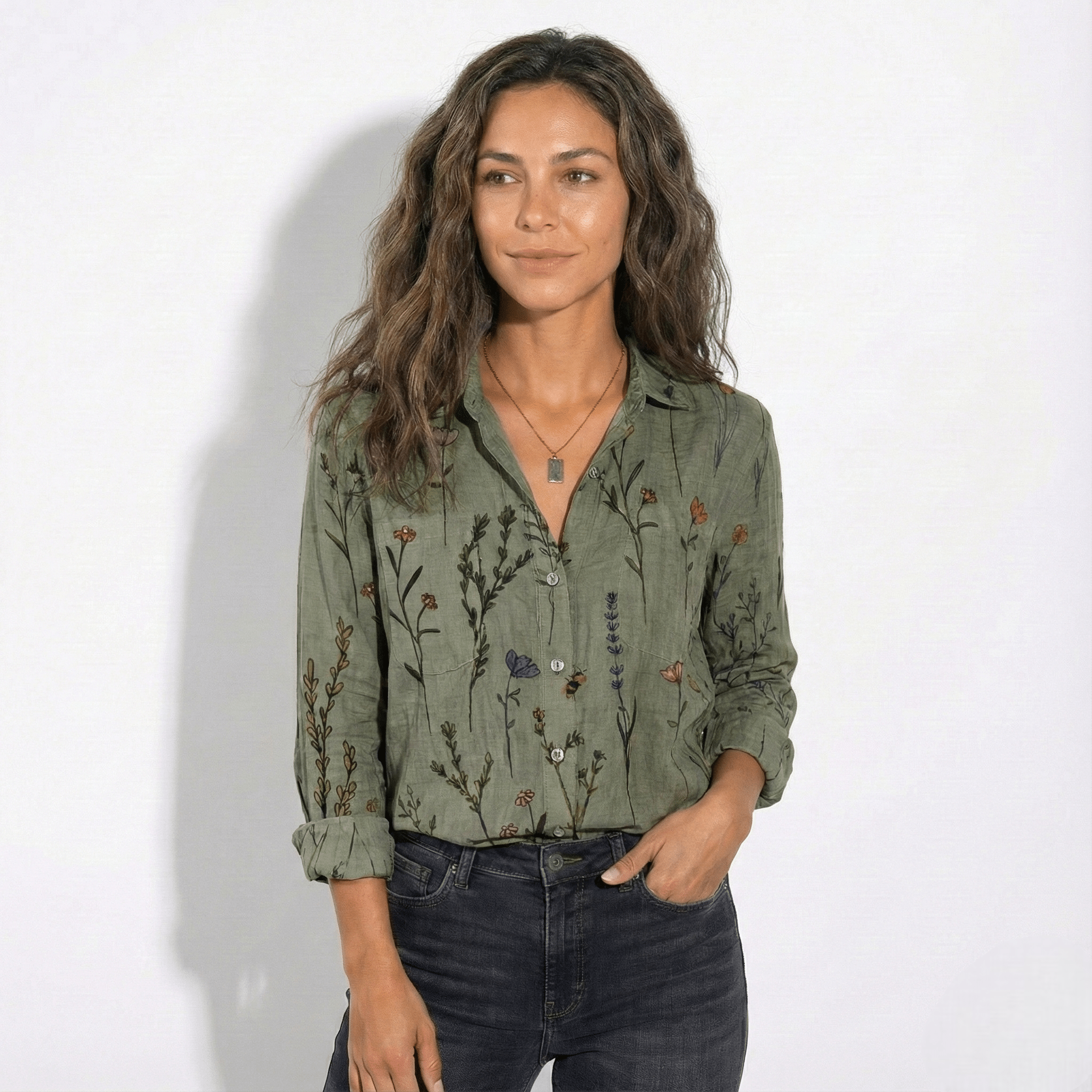 Melissa - Women's Button - Down Shirt - Blouses - Green - Jones & Smith