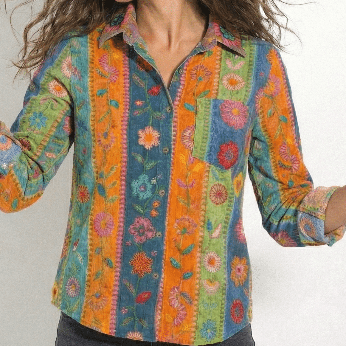 Melissa - Women's Button - Down Shirt - Blouses - Orange - Jones & Smith