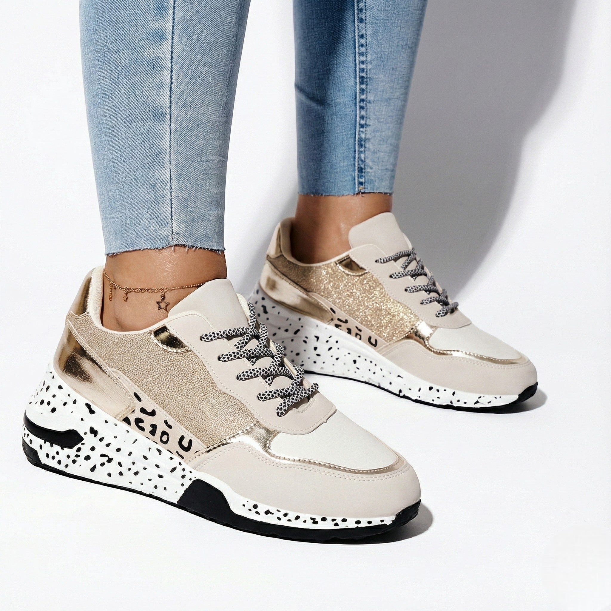 Millie - Women's Trendy Walking Sneakers - Shoes - Gold - Jones & Smith