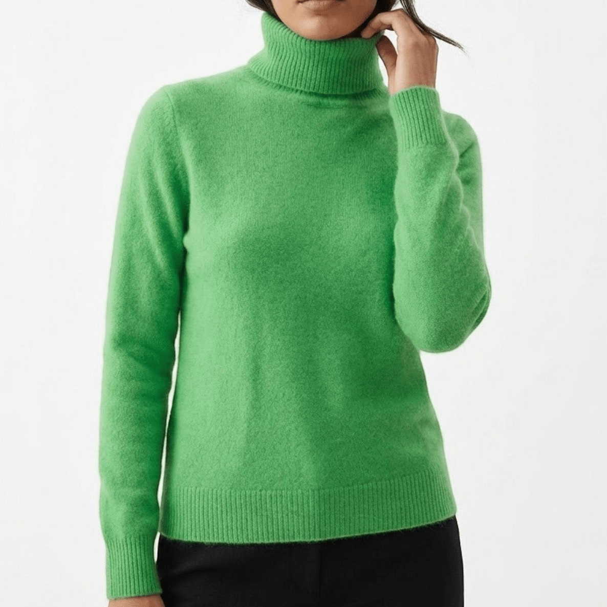 Mira – Women's Wool Roll Neck Jumper - Sweater - Green - Jones & Smith