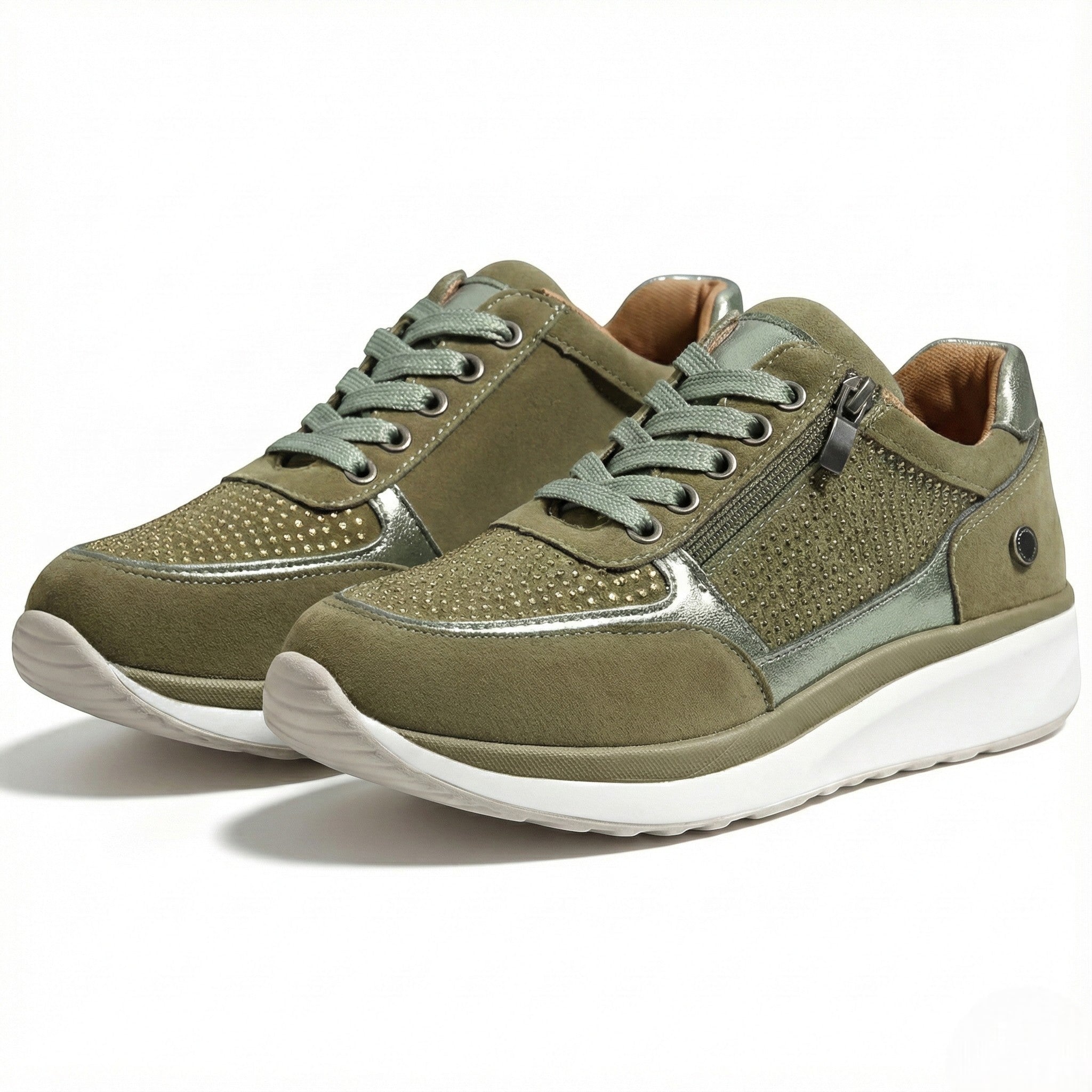 Naomi - Women's Orthopaedic Low - Top Walking Shoes - Orthopedic Sneakers - Green - Jones & Smith