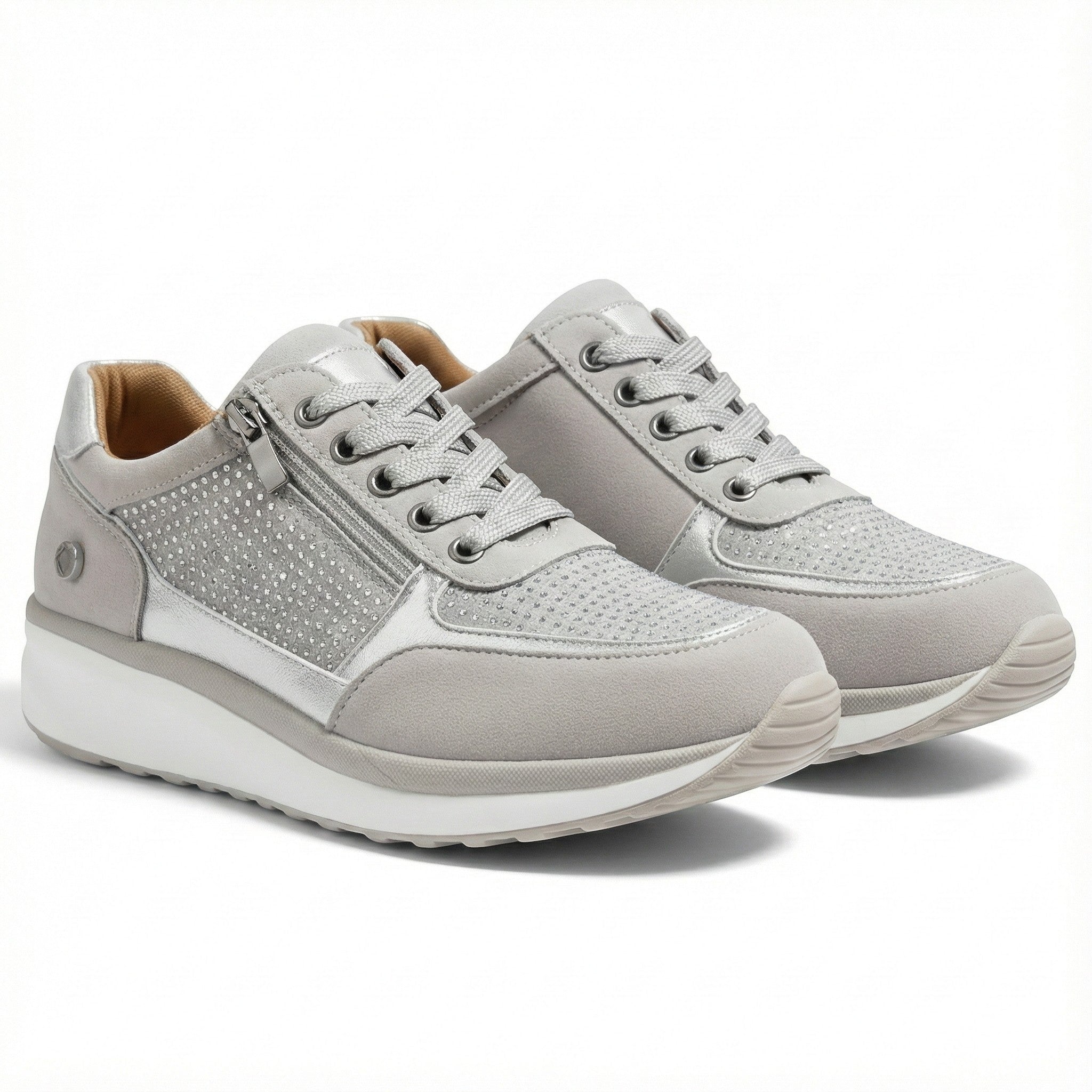 Naomi - Women's Orthopaedic Low - Top Walking Shoes - Orthopedic Sneakers - Grey - Jones & Smith