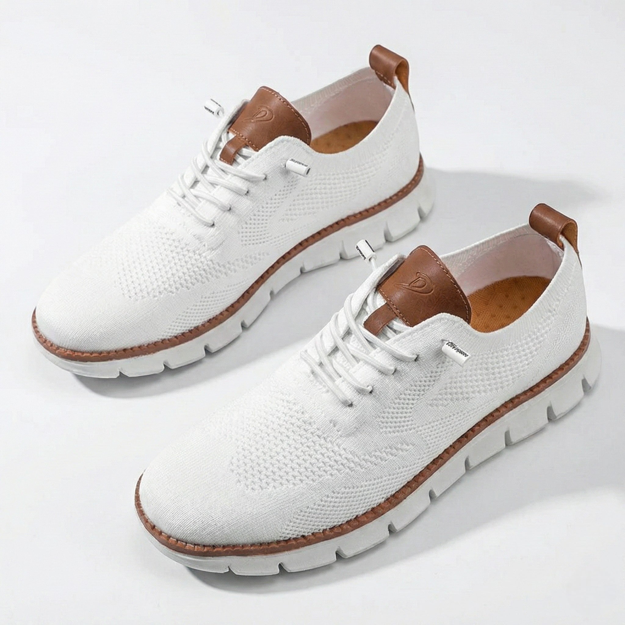 Noah - Men's Comfortable Walking Shoes with Knit Upper and Cushioned Sole - Footwear - White - Jones & Smith