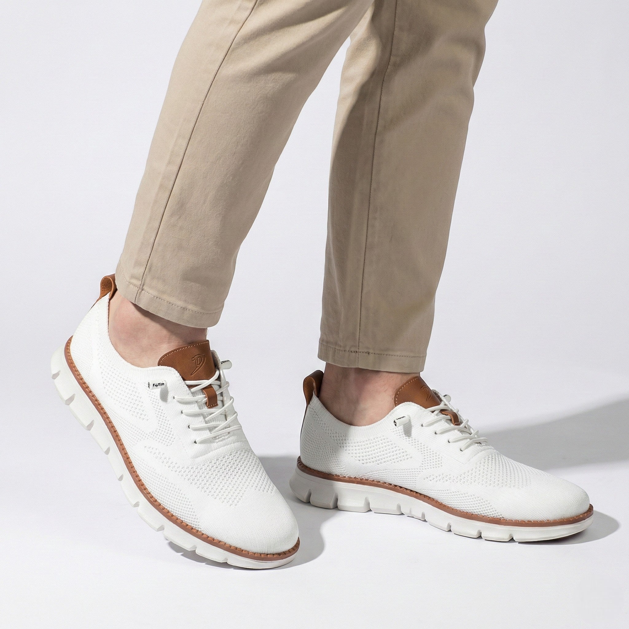 Noah - Men's Comfortable Walking Shoes with Knit Upper and Cushioned Sole - Footwear - White - Jones & Smith