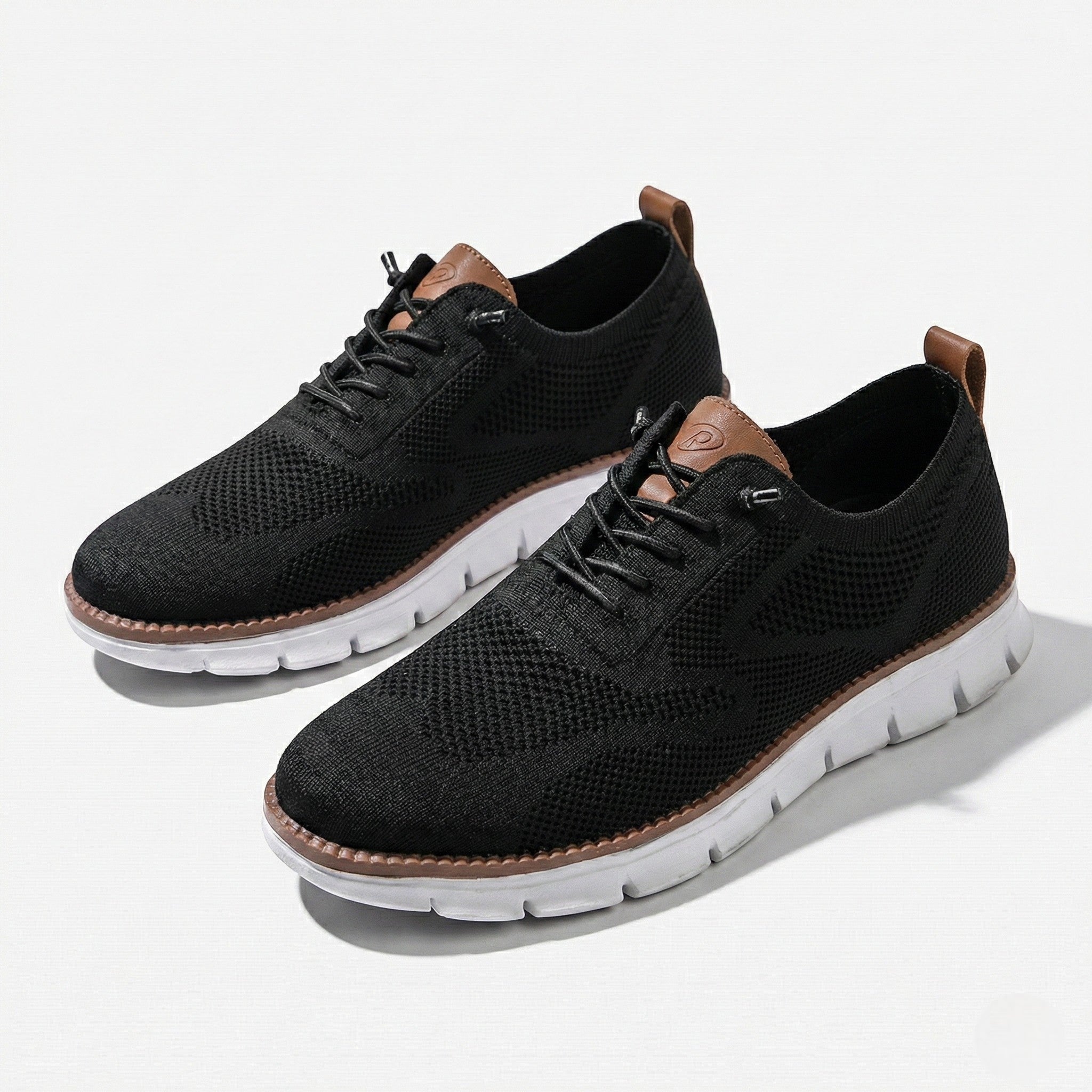 Noah - Men's Comfortable Walking Shoes with Knit Upper and Cushioned Sole - Footwear - Black - Jones & Smith