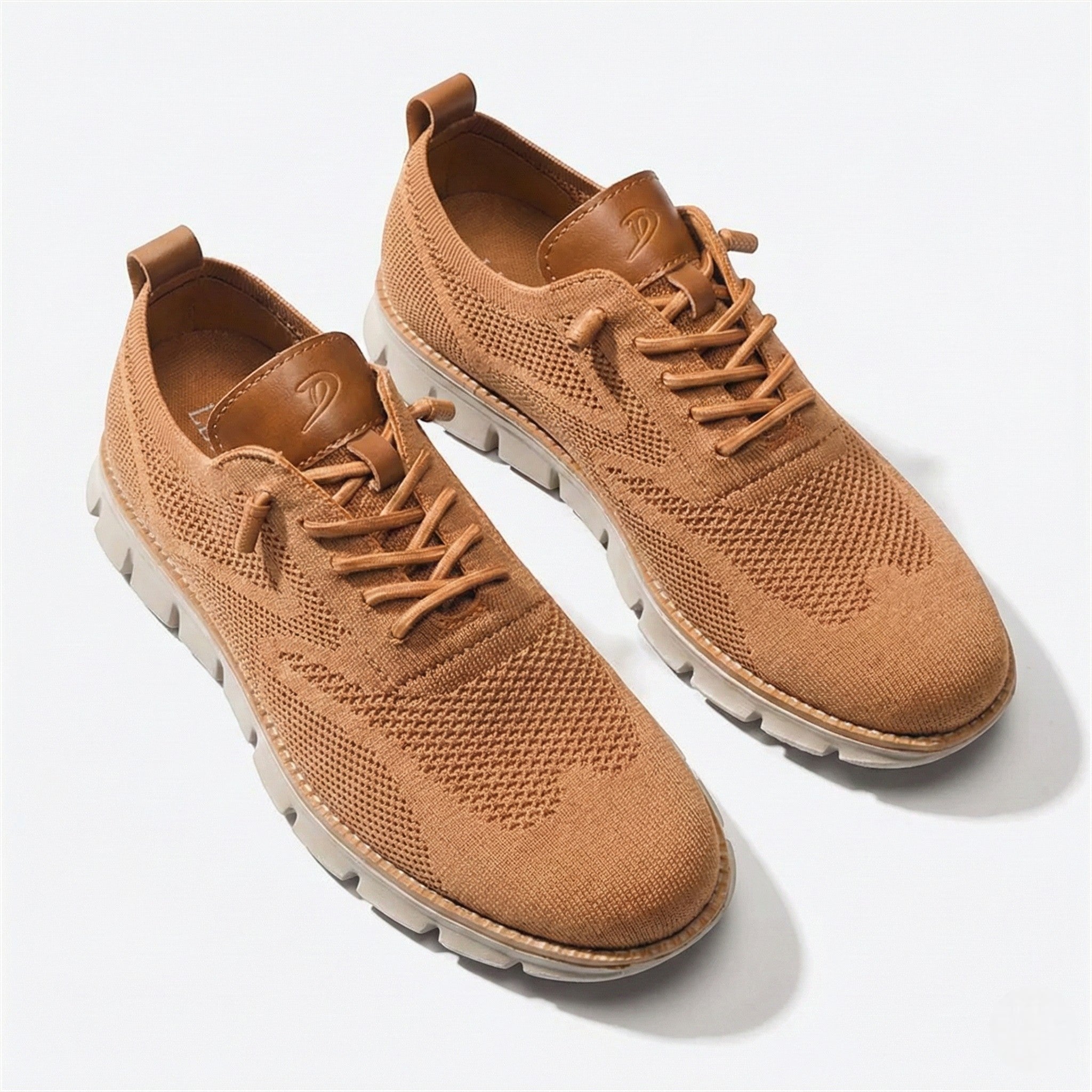 Noah - Men's Comfortable Walking Shoes with Knit Upper and Cushioned Sole - Footwear - Camel - Jones & Smith