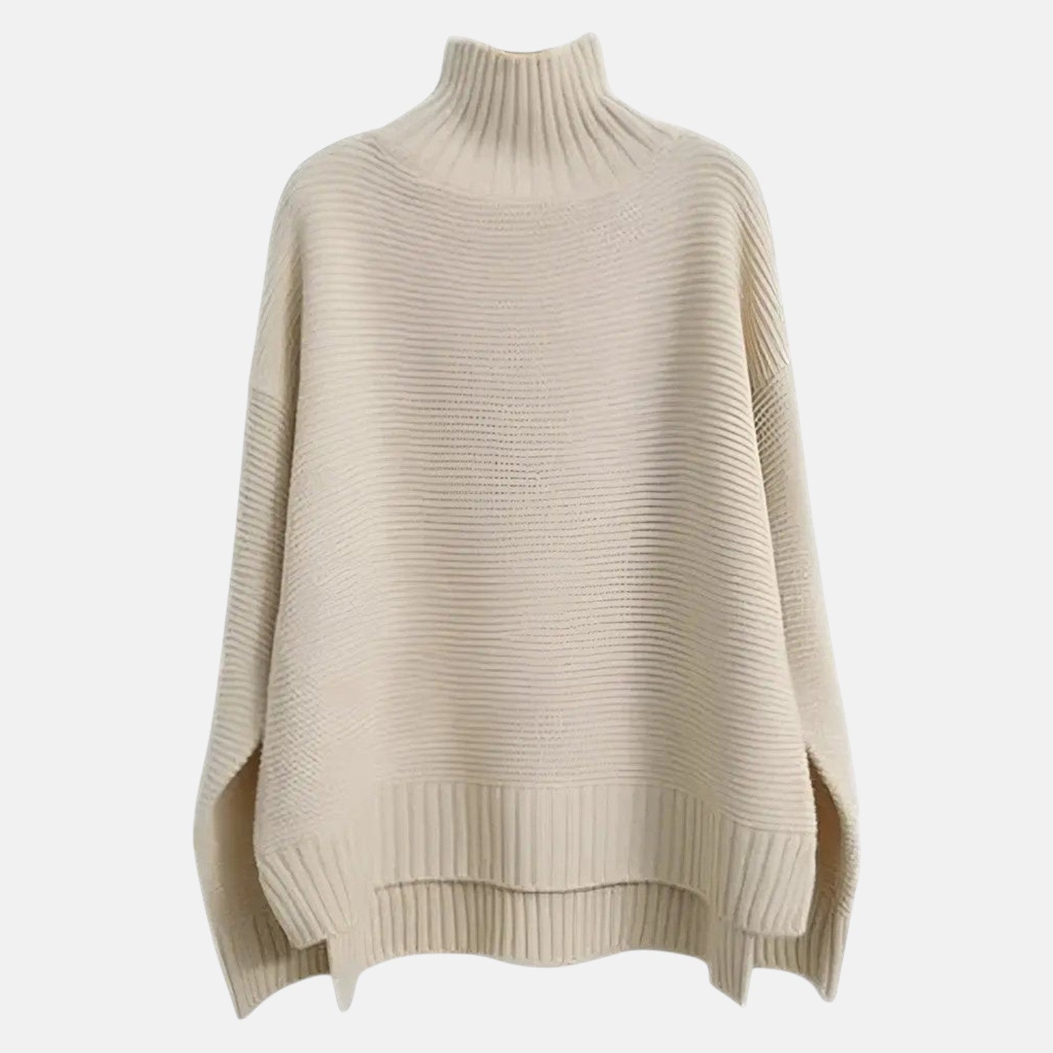 Noelle – Women's Wool Roll Neck Knitted Jumper - Sweater - Beige - Jones & Smith