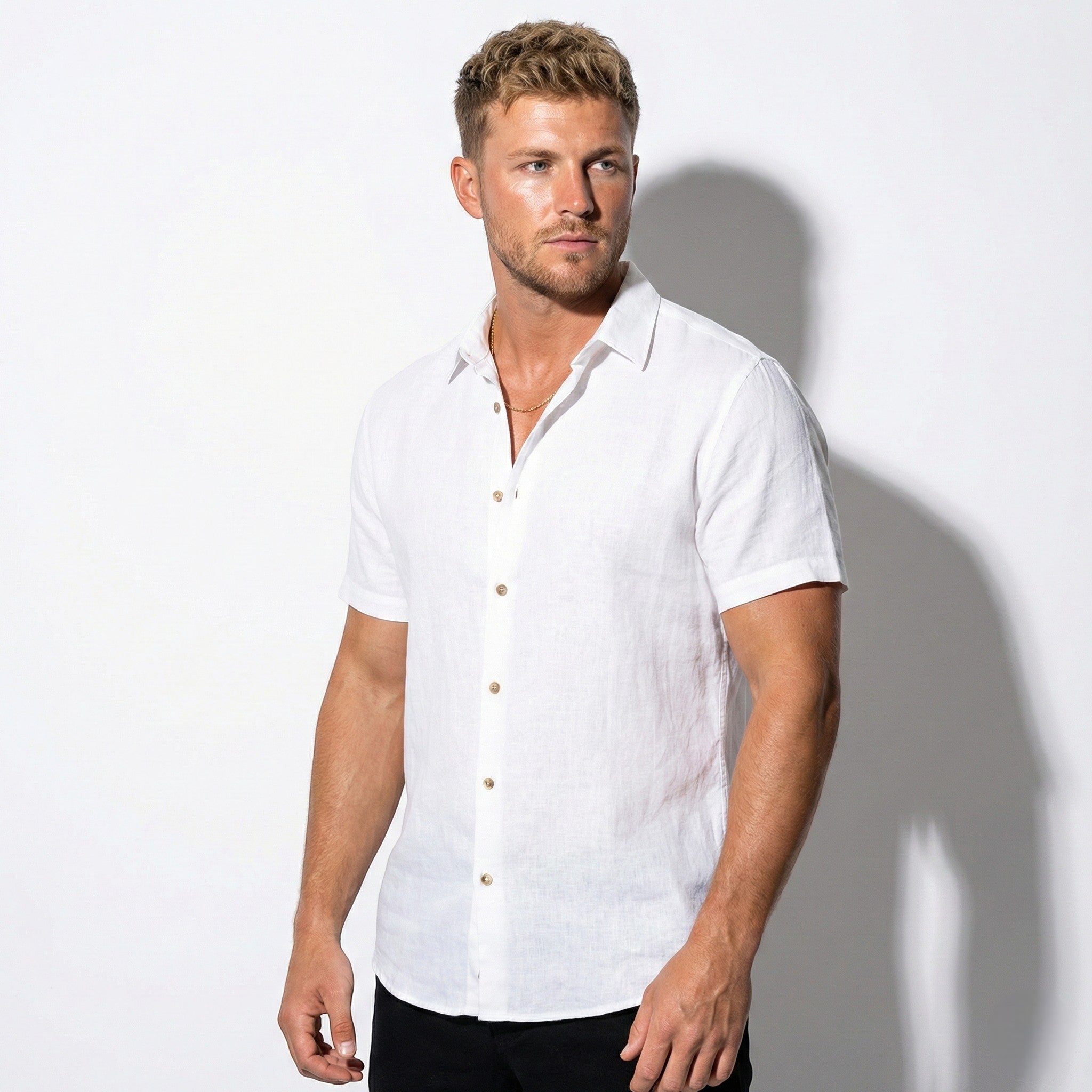 Oliver - Men's Short Sleeve Textured Button Down Shirt - Shirts - Khaki - Jones & Smith