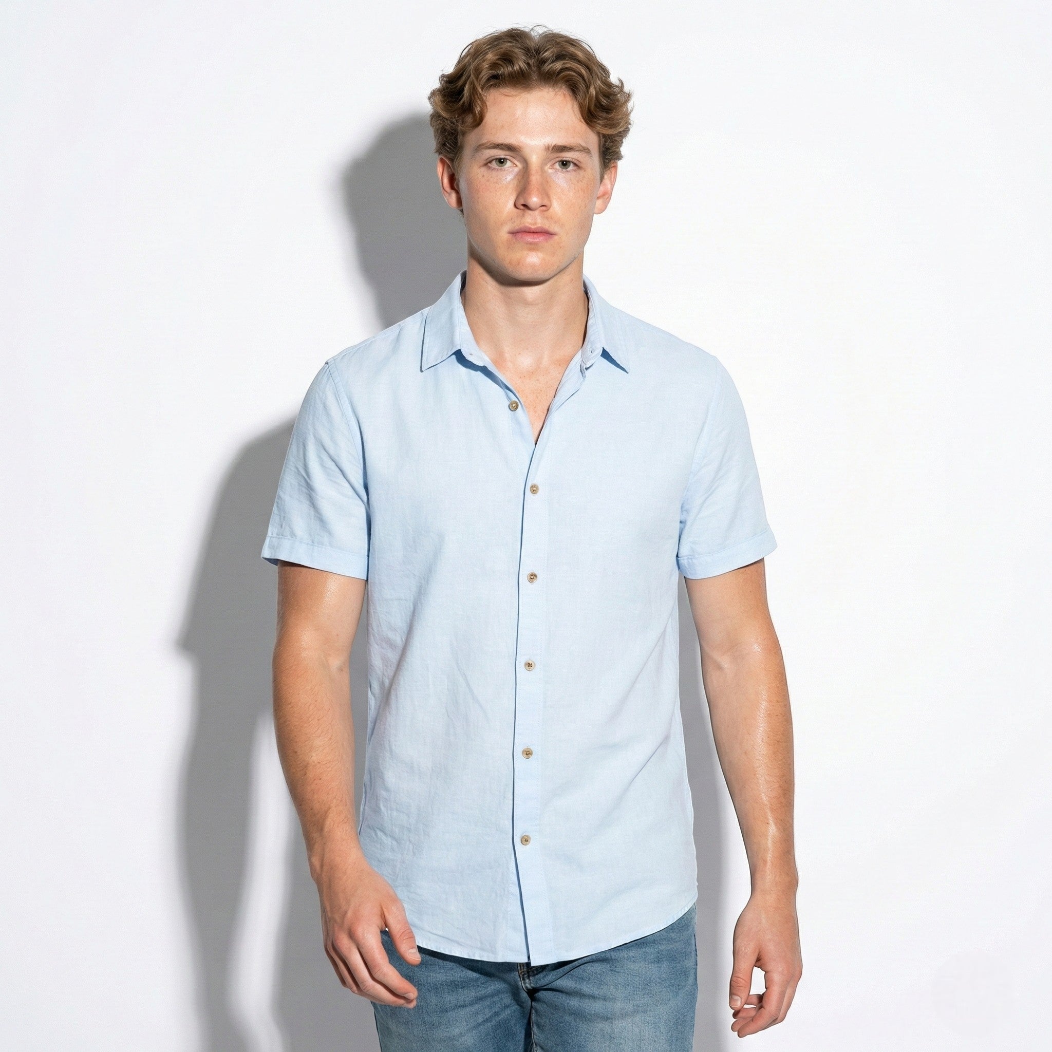 Oliver - Men's Short Sleeve Textured Button Down Shirt - Shirts - Khaki - Jones & Smith