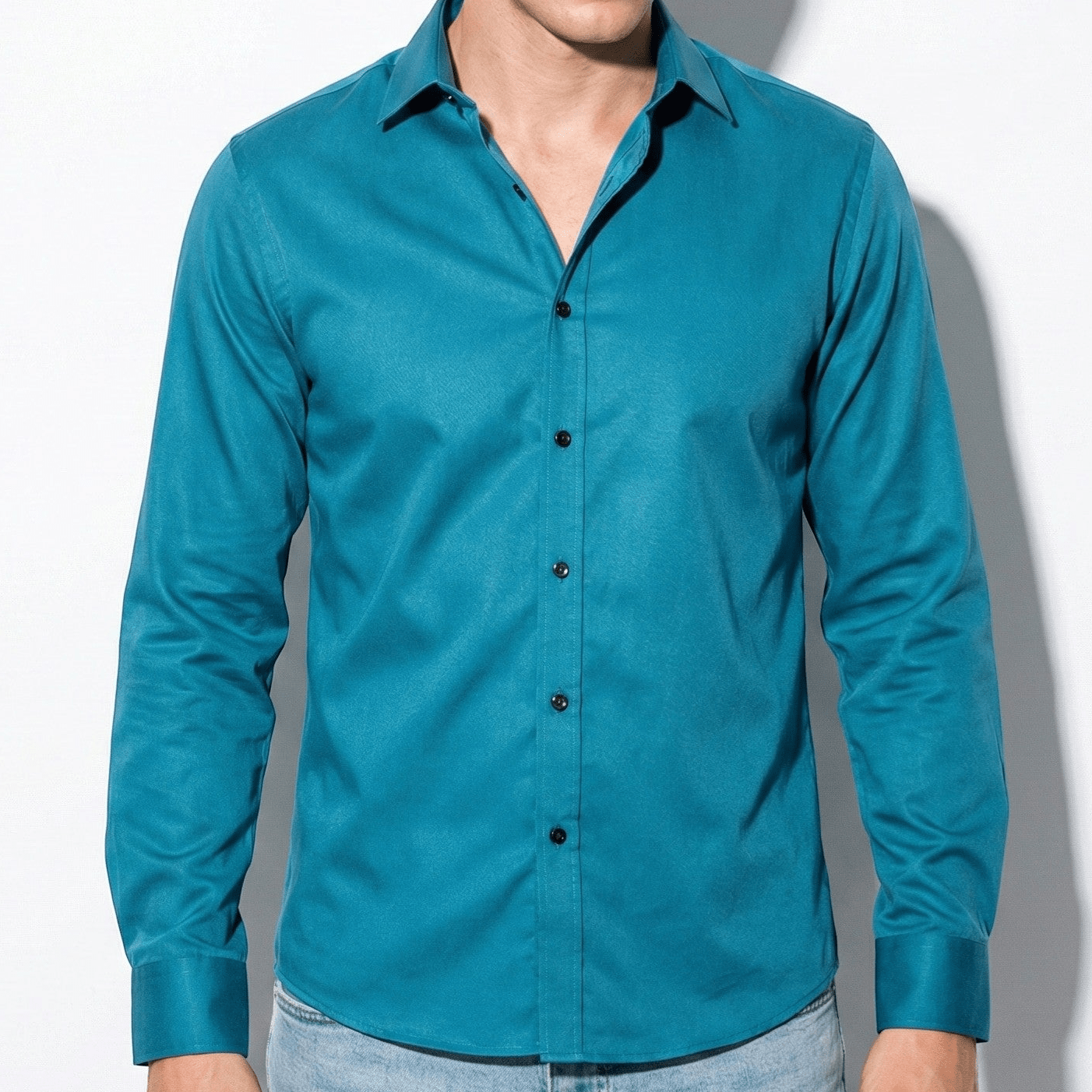 Oliver - Men's Slim Fit Wrinkle - Free Shirt - Casual Top - Green - Jones & Smith