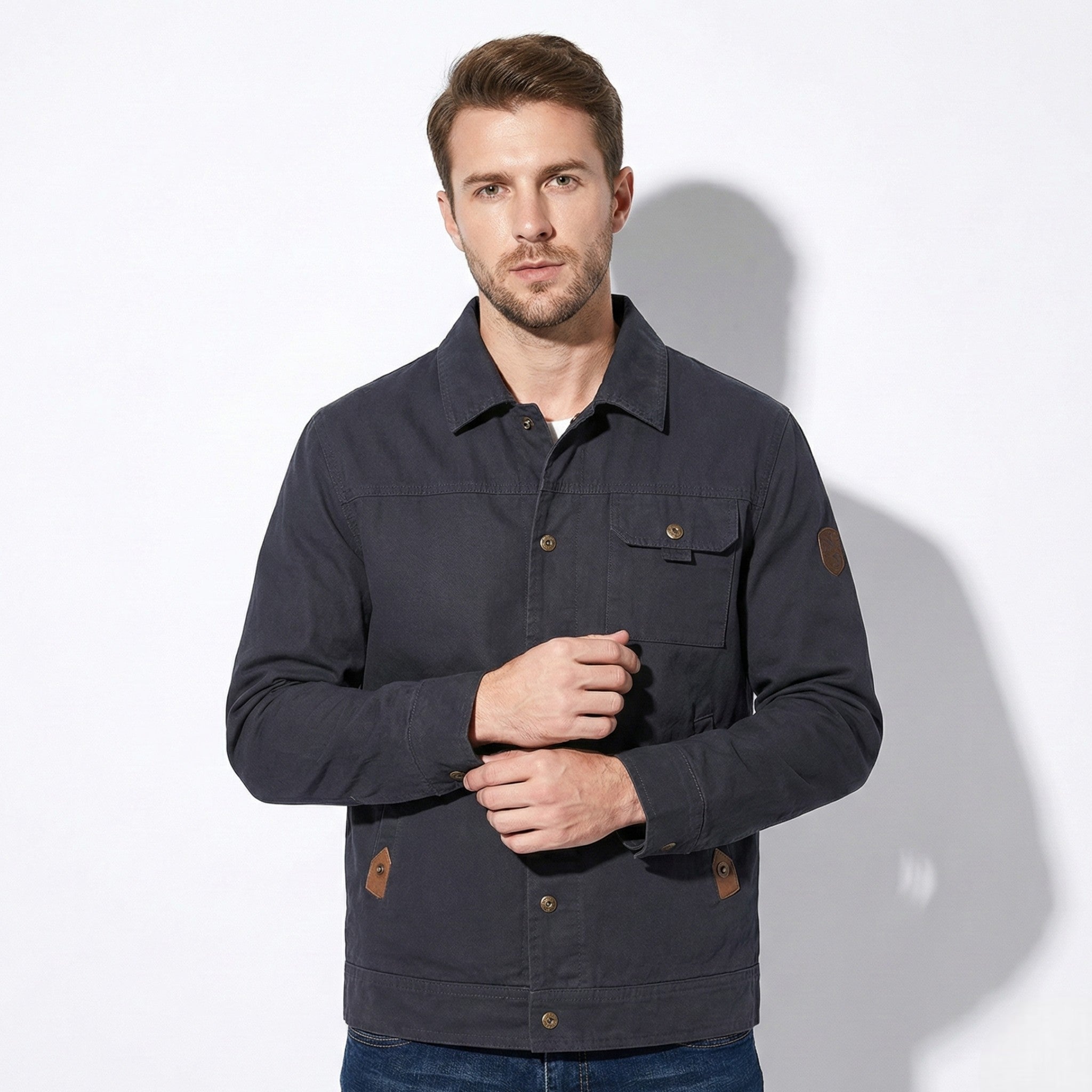Owen - Men’s Utility Jacket for Casual Wear - Utility Jacket - Navy Blue - Jones & Smith