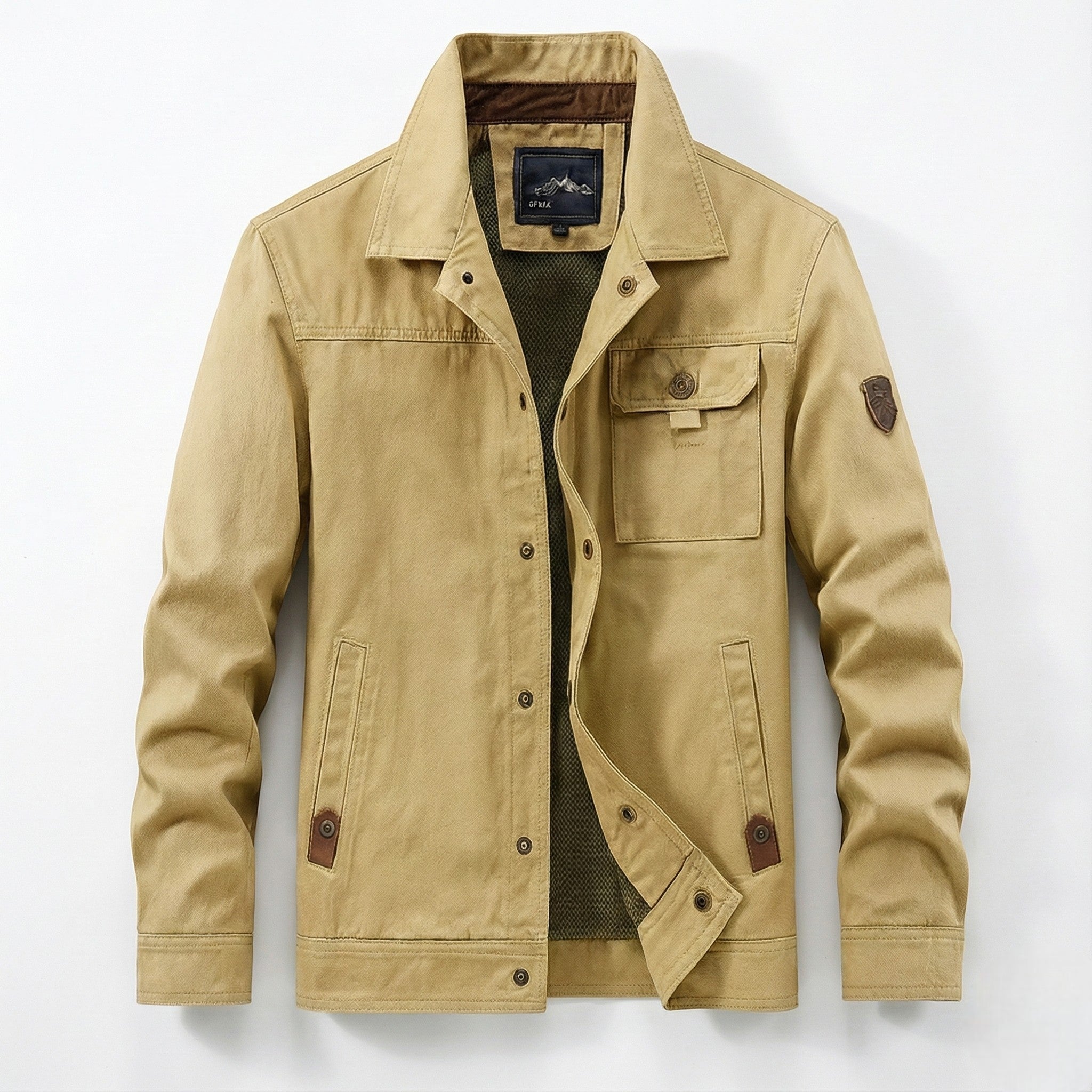 Owen - Men’s Utility Jacket for Casual Wear - Utility Jacket - Dune Khaki - Jones & Smith